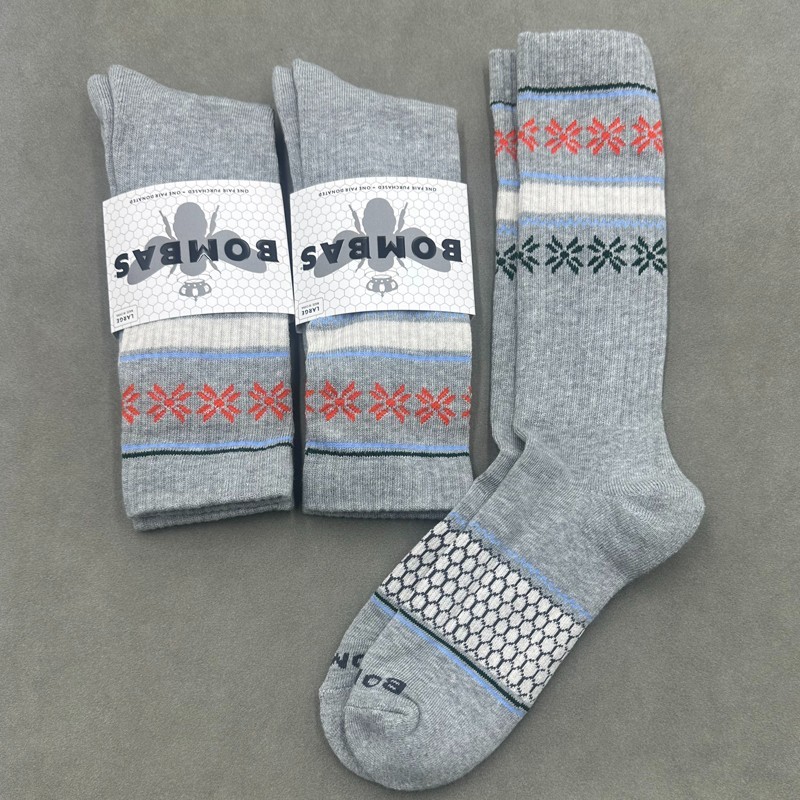 3 Pair BOMBAS Women’s Marl Cushion Calf Socks Fireworks Size L 11-13 Grey gifts