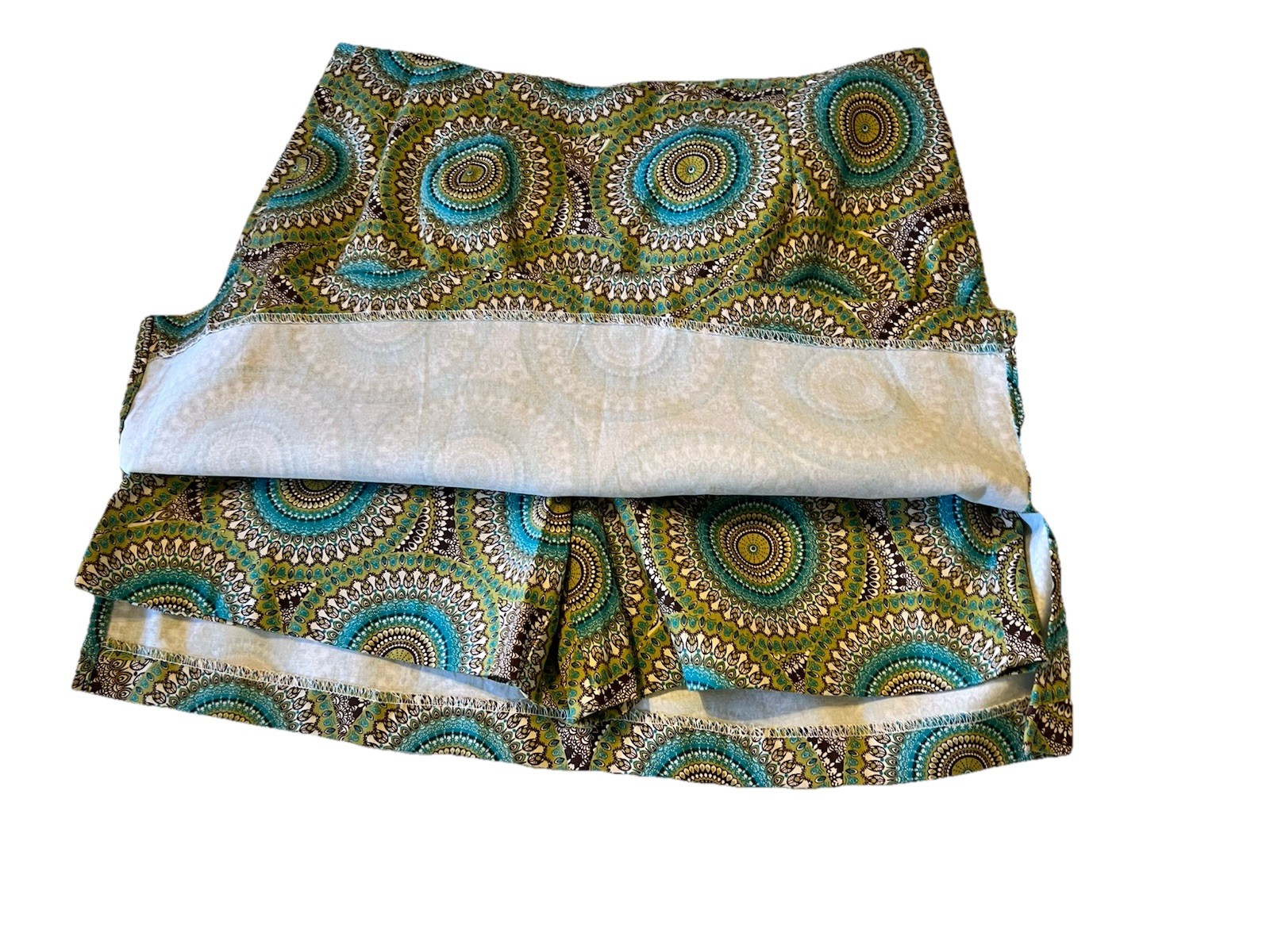 Bamboo Traders Skort Vibrant Boho Mandela Print Size 6 Blue, Green, Brown