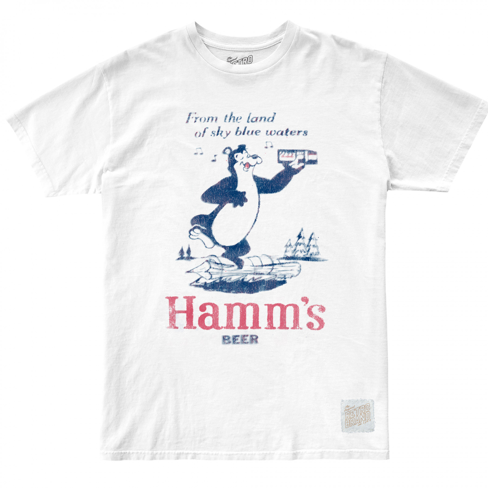 Hamm’s Beer From The Land of Sky Blue Waters Bear T-Shirt White