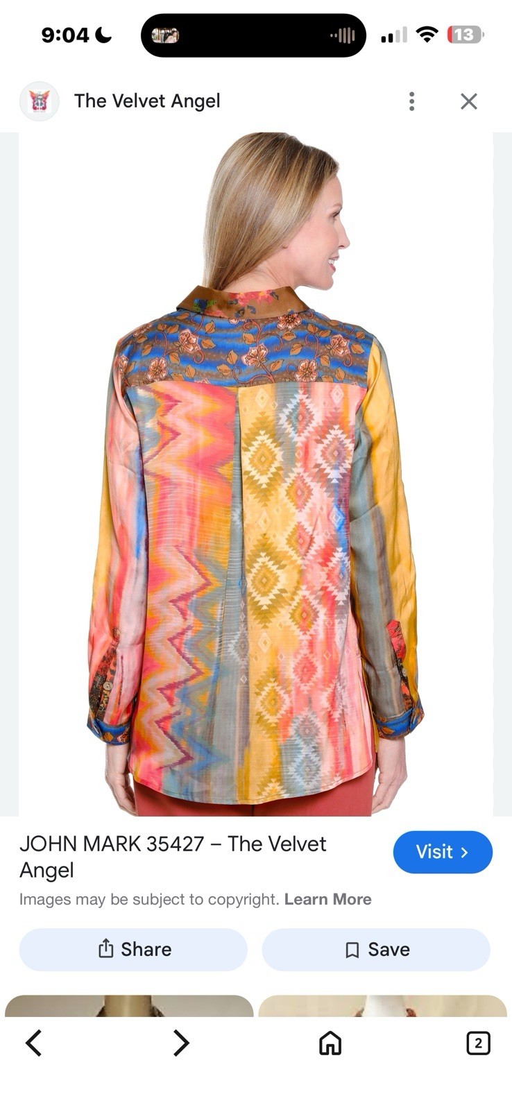 John Mark Size 2X Floral Roll-Tab Sleeve southwestern-inspired multi-print NWT