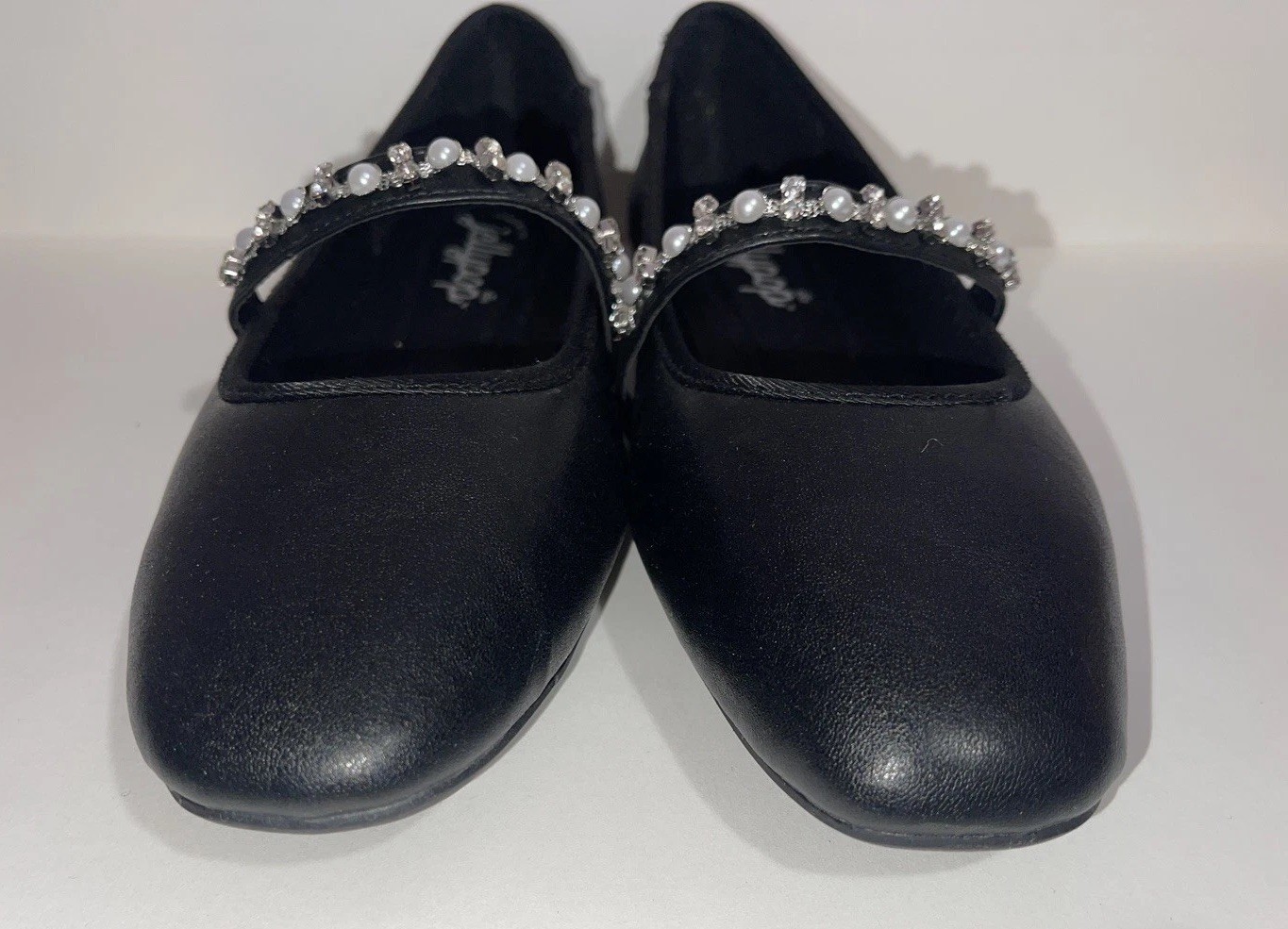 Jellypop Comfort Fit Black Ballet Flats Women’s 7 Pearl Rhinestone Dress Shoes