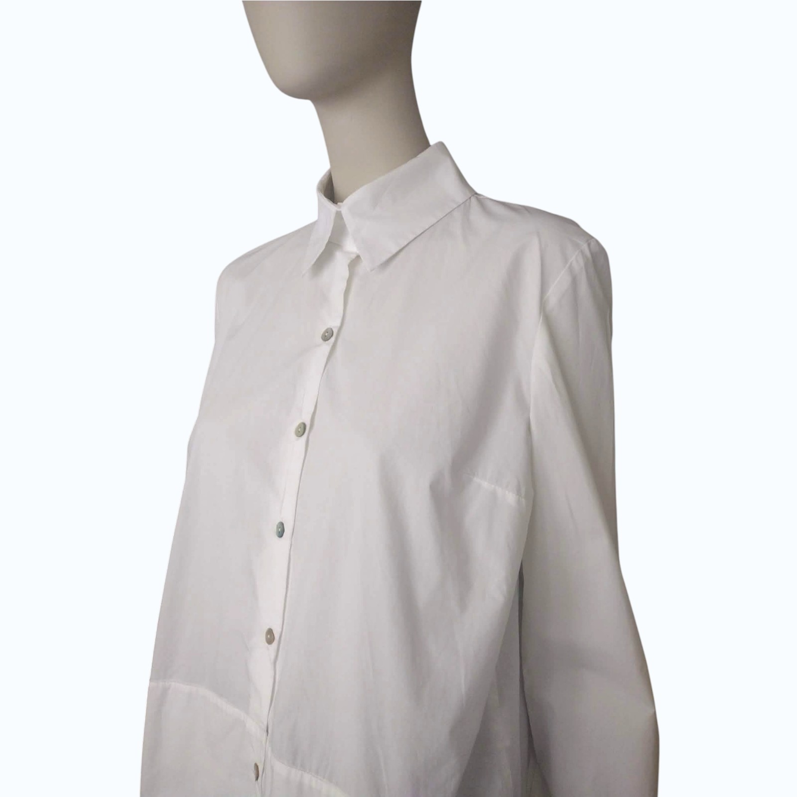BALOSSA White Cotton Avant-Garde Shirt IT 42 EU 38 Extreme Asymmetric Tail Top