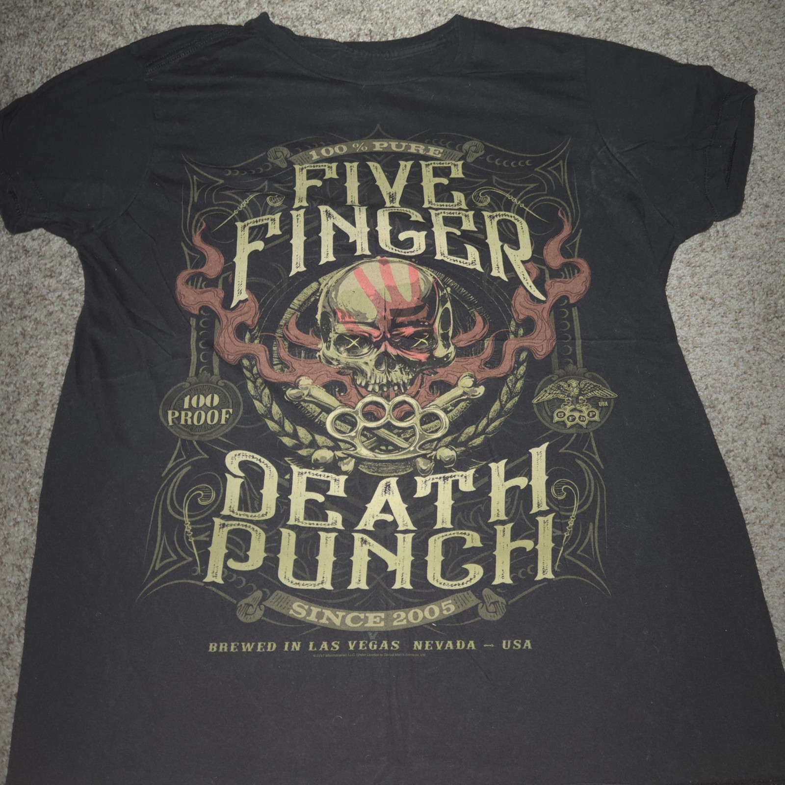 Five Finger Death Punch Black Graphic Logo Band T-Shirt Crew Neck Short Sleeve M