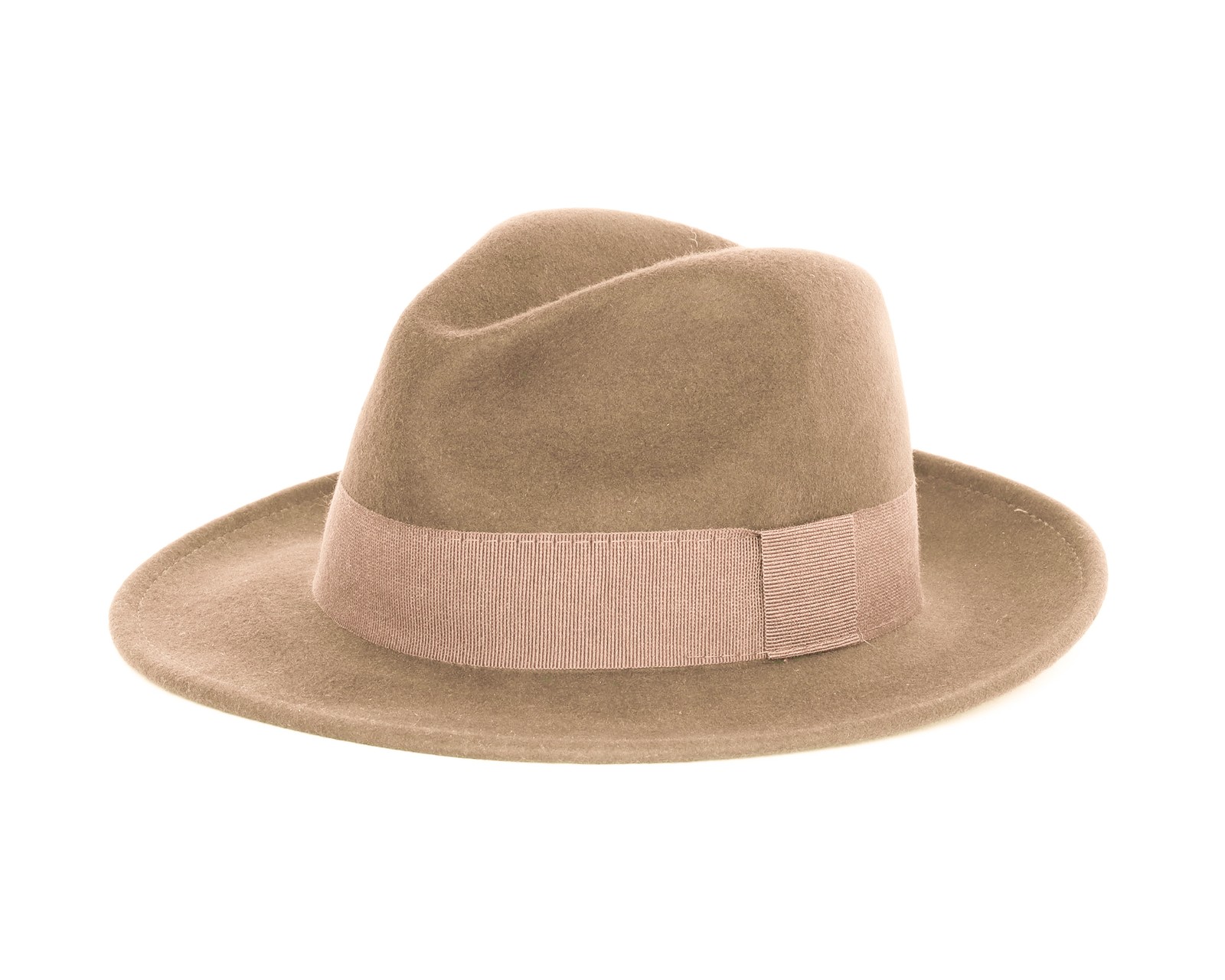 NWT EZZELINO Fedora HAT beige wool felt luxury Italy 61 XL
