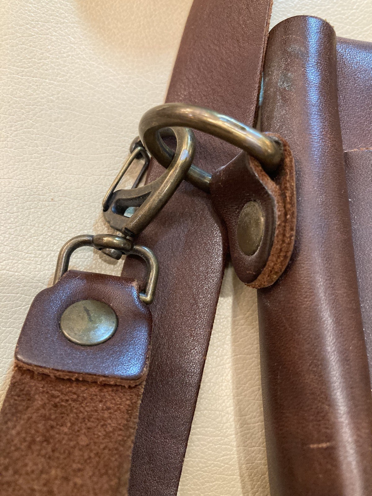 Full Grain SADDLEBACK LEATHER Co. Brown Crossbody Bag Fold Over, Brass Accent