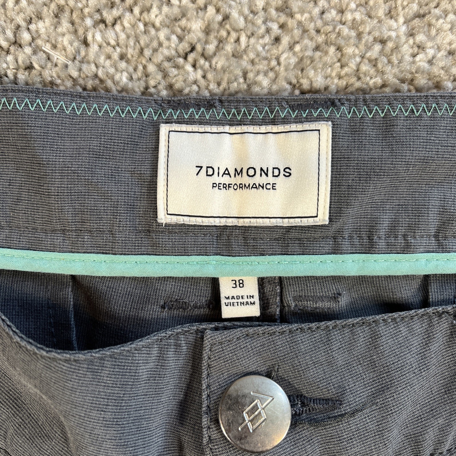 7 Diamonds Men’s Performance Shorts 38 Gray Golf Walking Hiking Flat Front