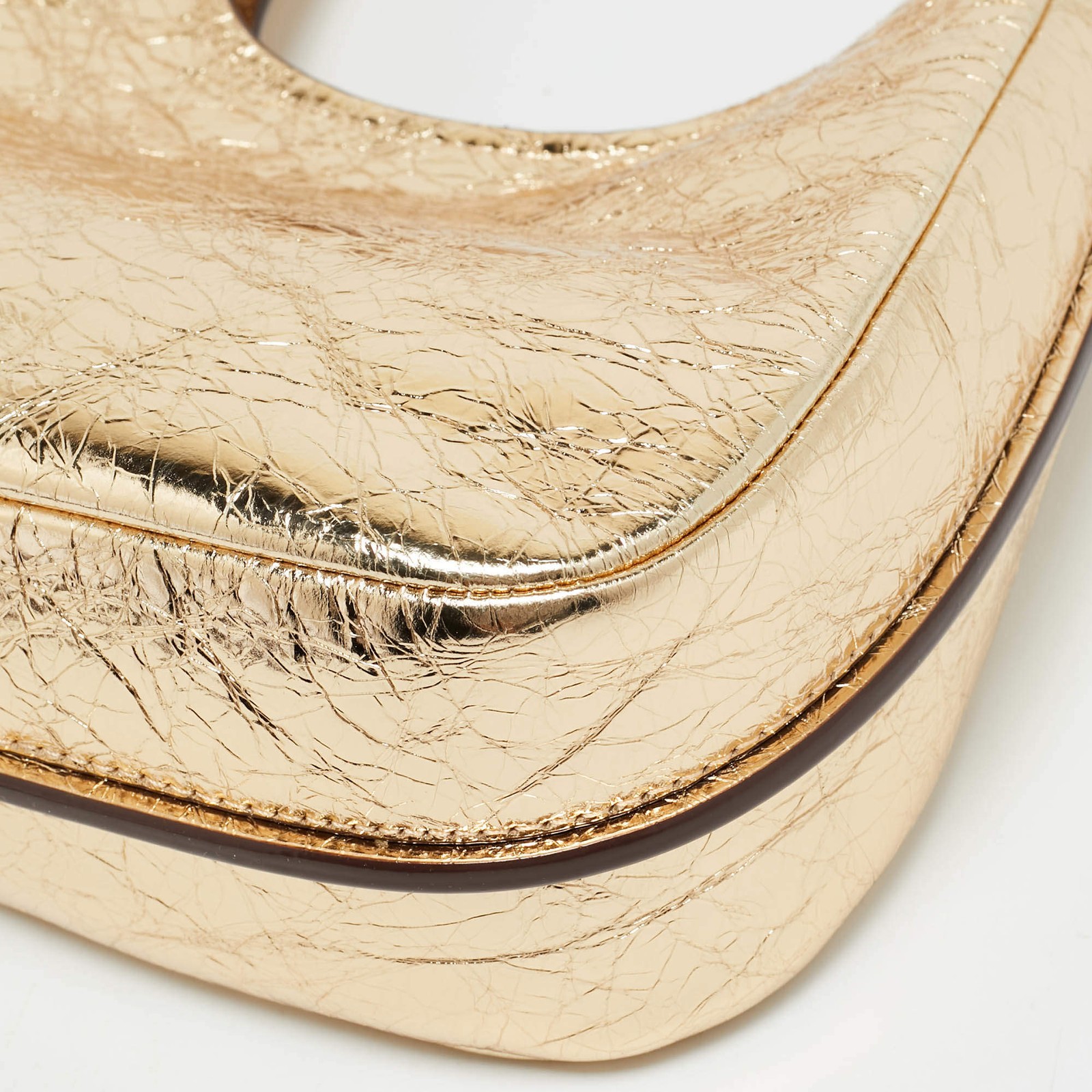 Michael Kors Nolita Small Gold Crinkled Patent Leather Hobo