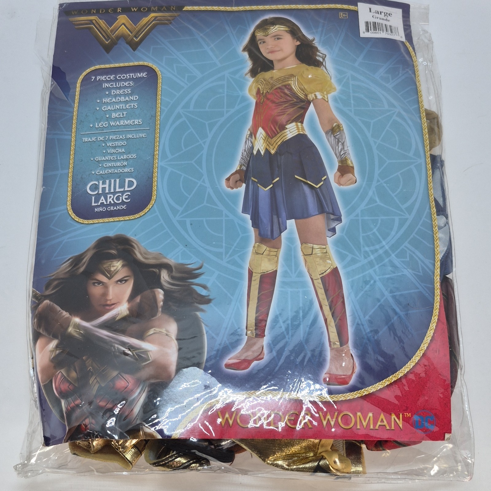 DC Wonder Woman Child Costume Set 7-Piece Polyester Belt Headband Size L 12-14