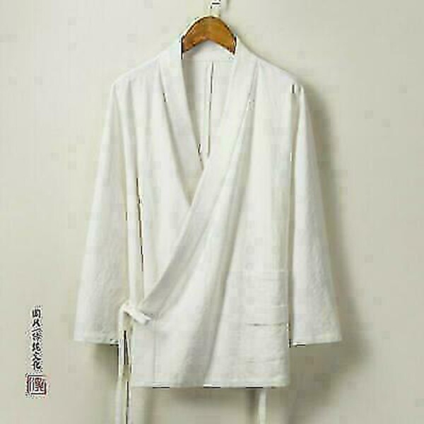 Hanfu Men’s Jacket Cotton Linen Tops Coat Casual Zen Suit Retro Loose Ethnic New