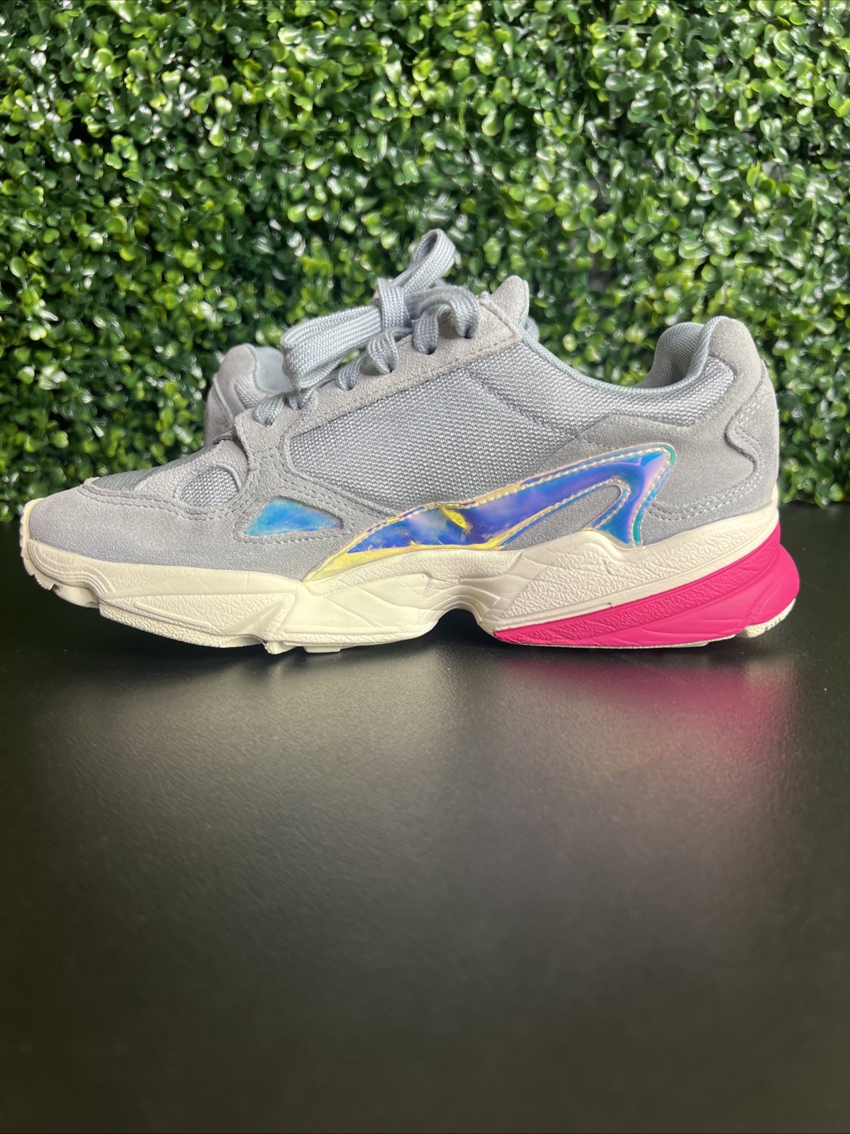 Adidas Falcon Suede Canvas Shoes Trainers Size 7.5 Grey/Magenta