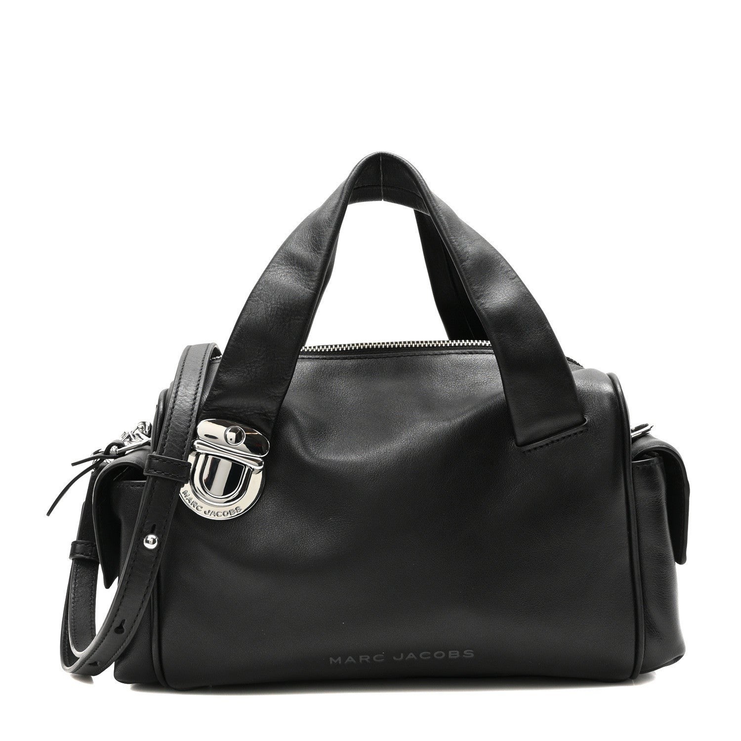 NWT MARC JACOBS Mini Pushlock Black Leather Satchel /Shoulder/Crossbody Bag $550