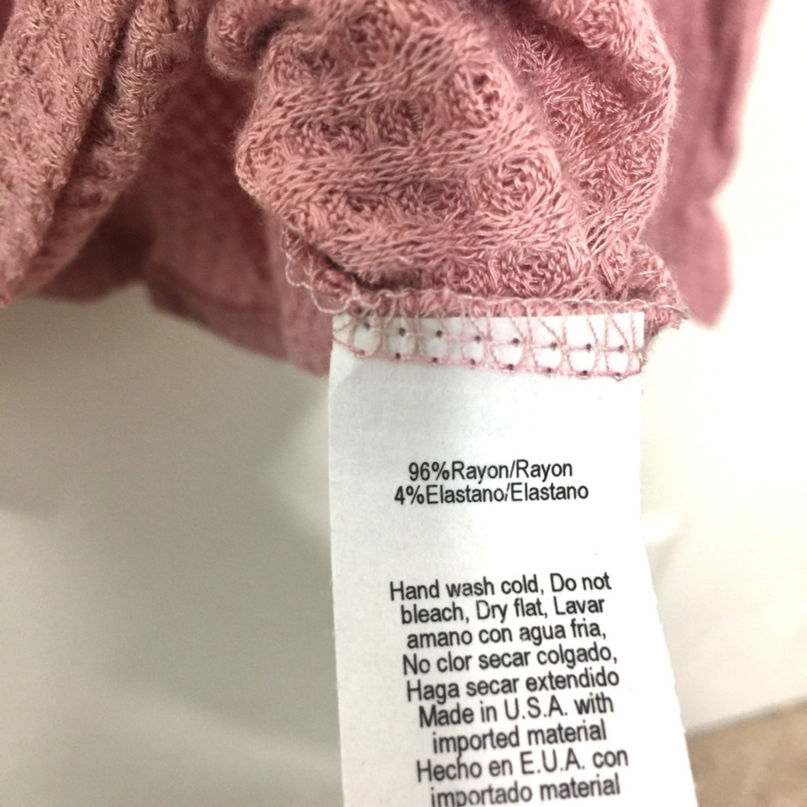 easel Waffle Knit Mauve Tie Front Thermal Top Size Medium