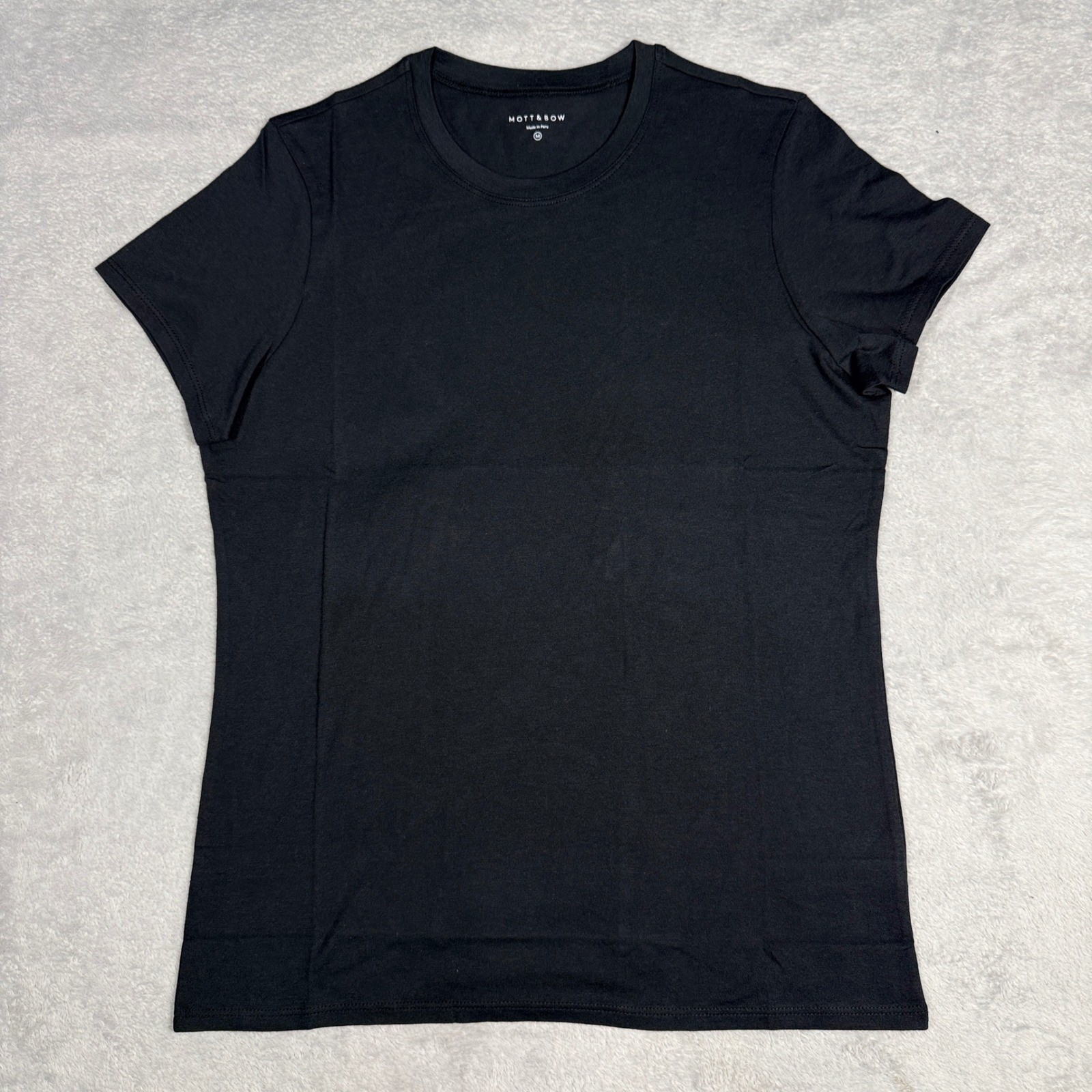 Mott & Bow Fitted Crew Marcy T-Shirt Women Size M Black Pima Cotton Modal