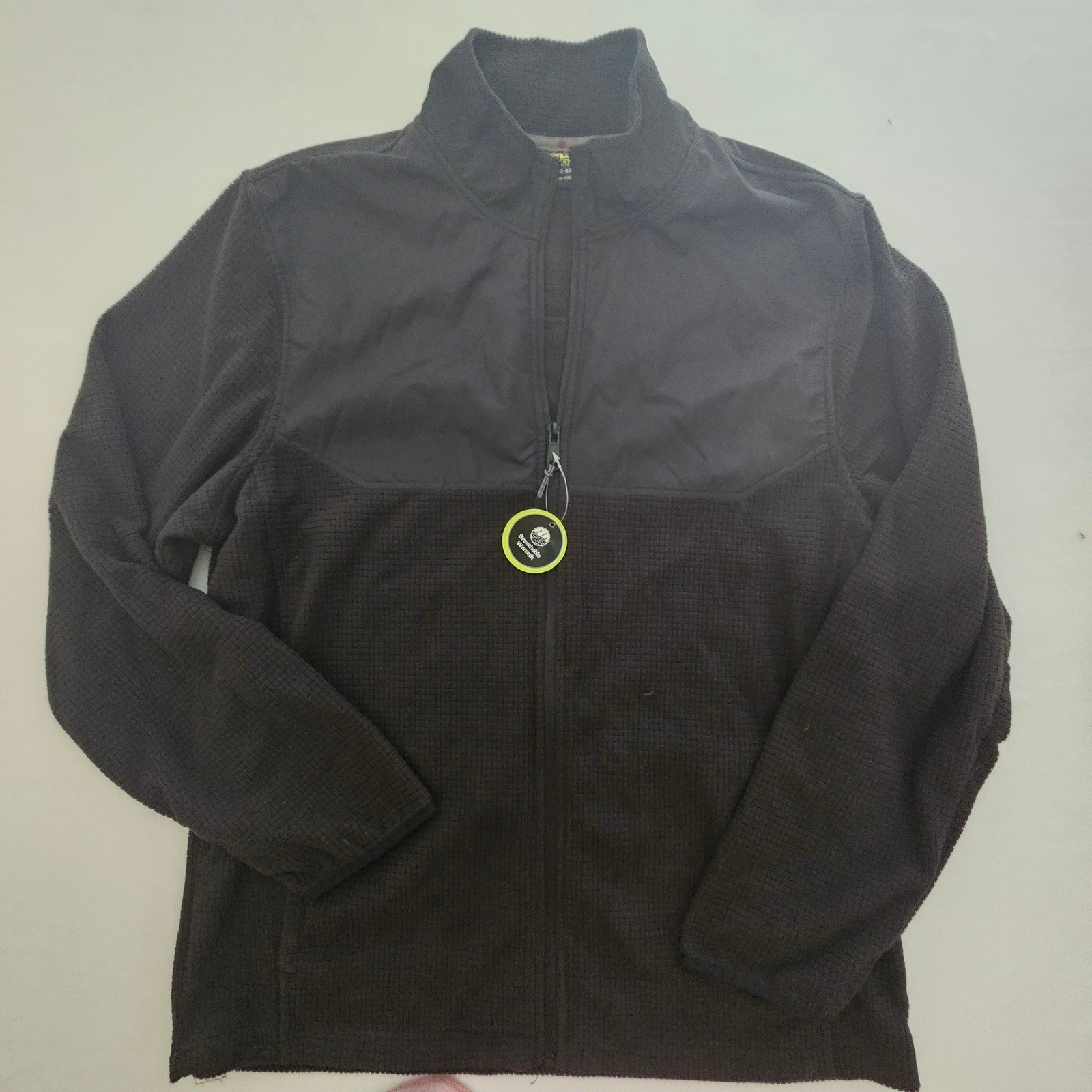 Athletic Works Mens Black Grid Fleece Full Zip Jacket Mock Neck Breathable Large