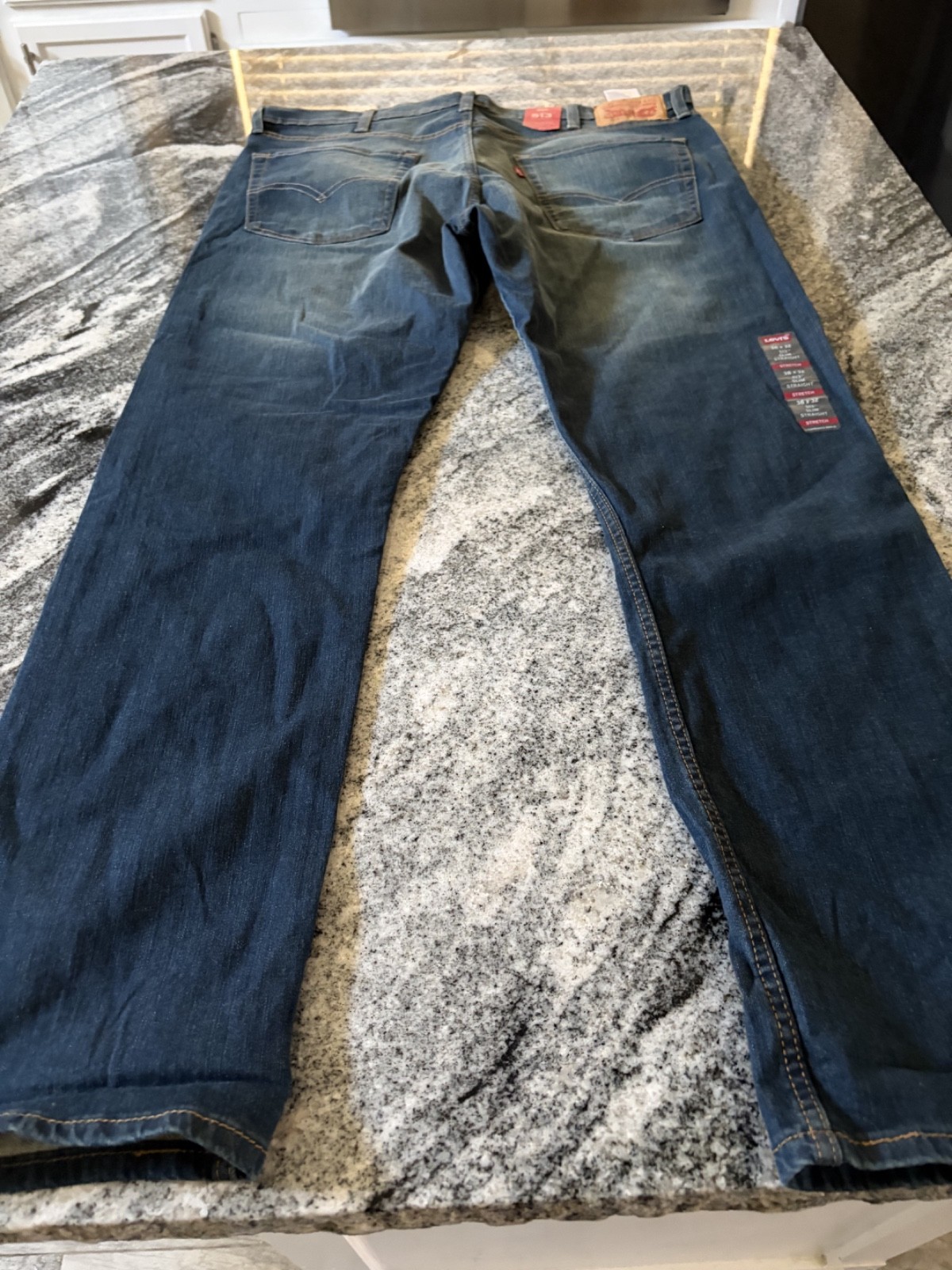 NEW WITH TAGS Levi’s 513 Slim Straight Jeans Mens 38×32 Blue Denim Stretch