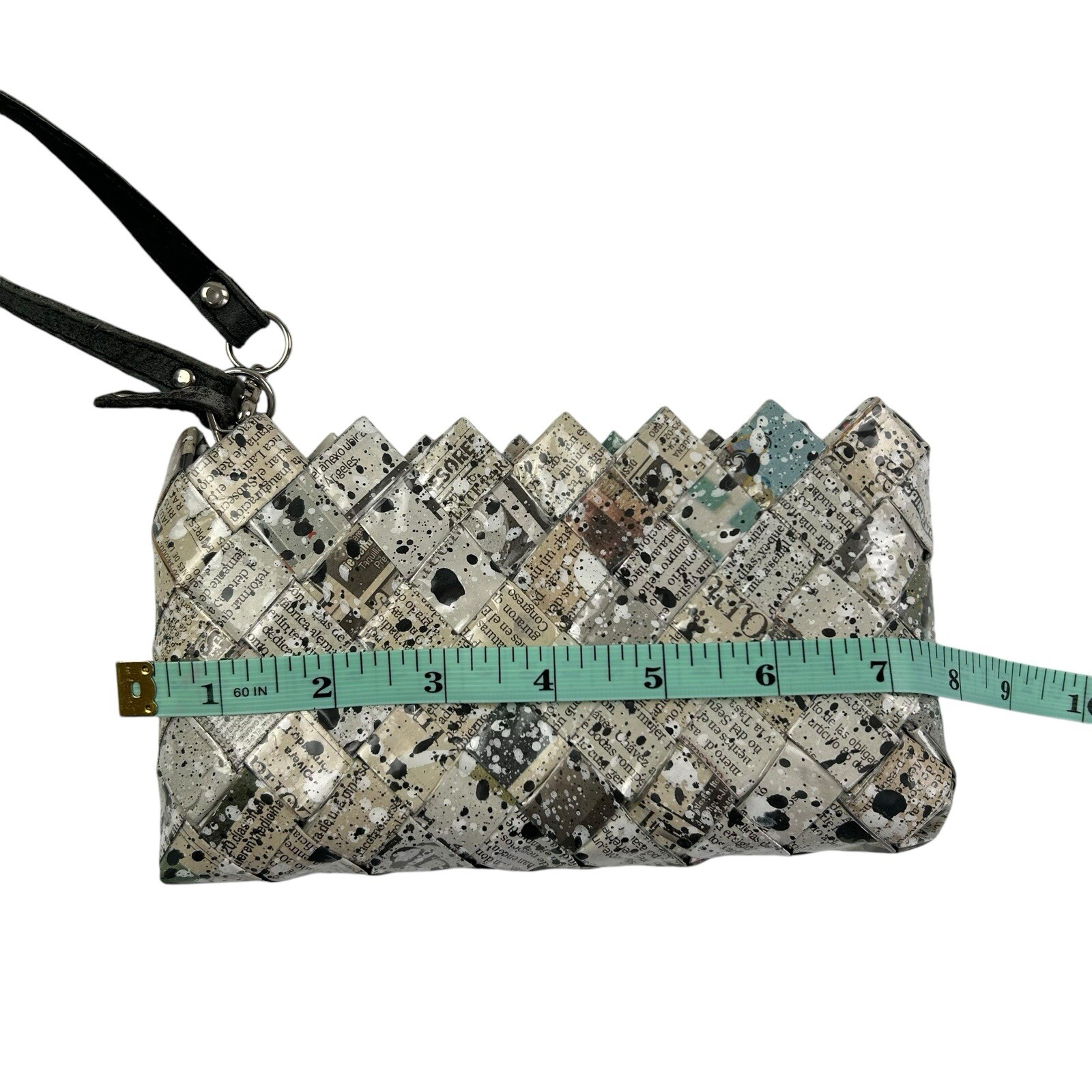 NAHUI OLLIN Candy Wrapper Purse Clutch Wristlet Newspaper Spatter Woven Print