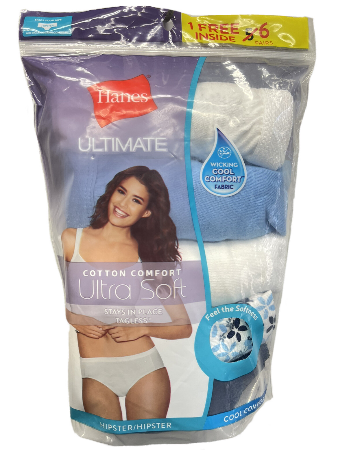 Hanes Women’s 6 Pack Ultimate Cotton Comfort Ultra Soft Hipster – Small (5)