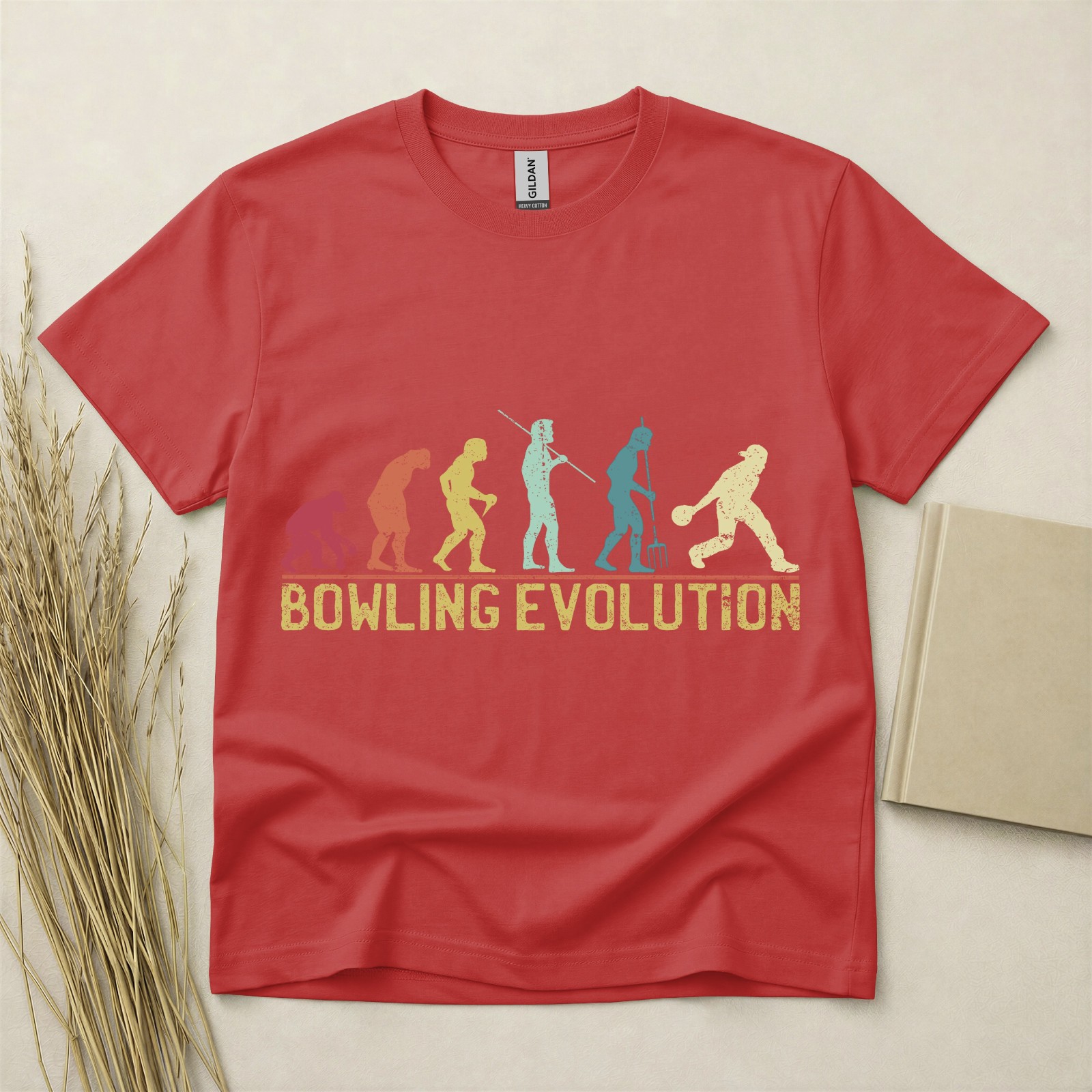 Bowling Evolution T Shirt Funny Bowler Gift Retro Sports Tee Gildan Cotton Top