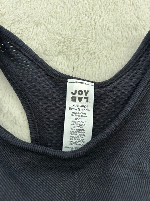 NWT JoyLab Longline Sports Bra Medium Support Black Size XL