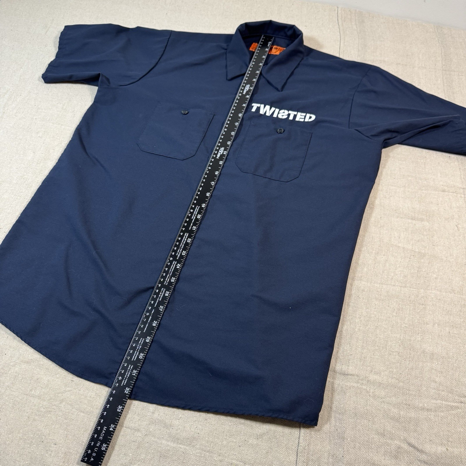 Red Kap Work Shirt Mens Large Navy Blue Good Twisted Logo Short Sleeve SP24NVS