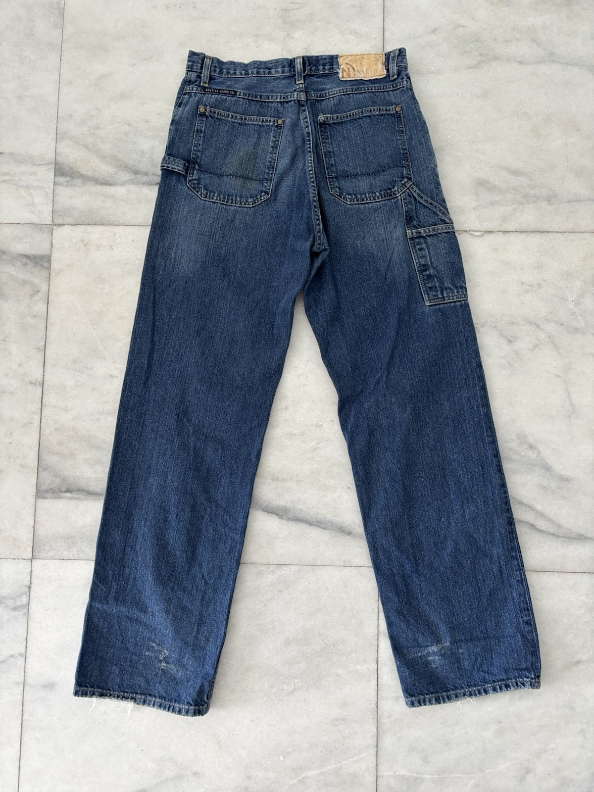 90s Nautica Jeans Cargo Pocket Baggy Blue Skater Men 33X34 Grunge Skater Hip Hop