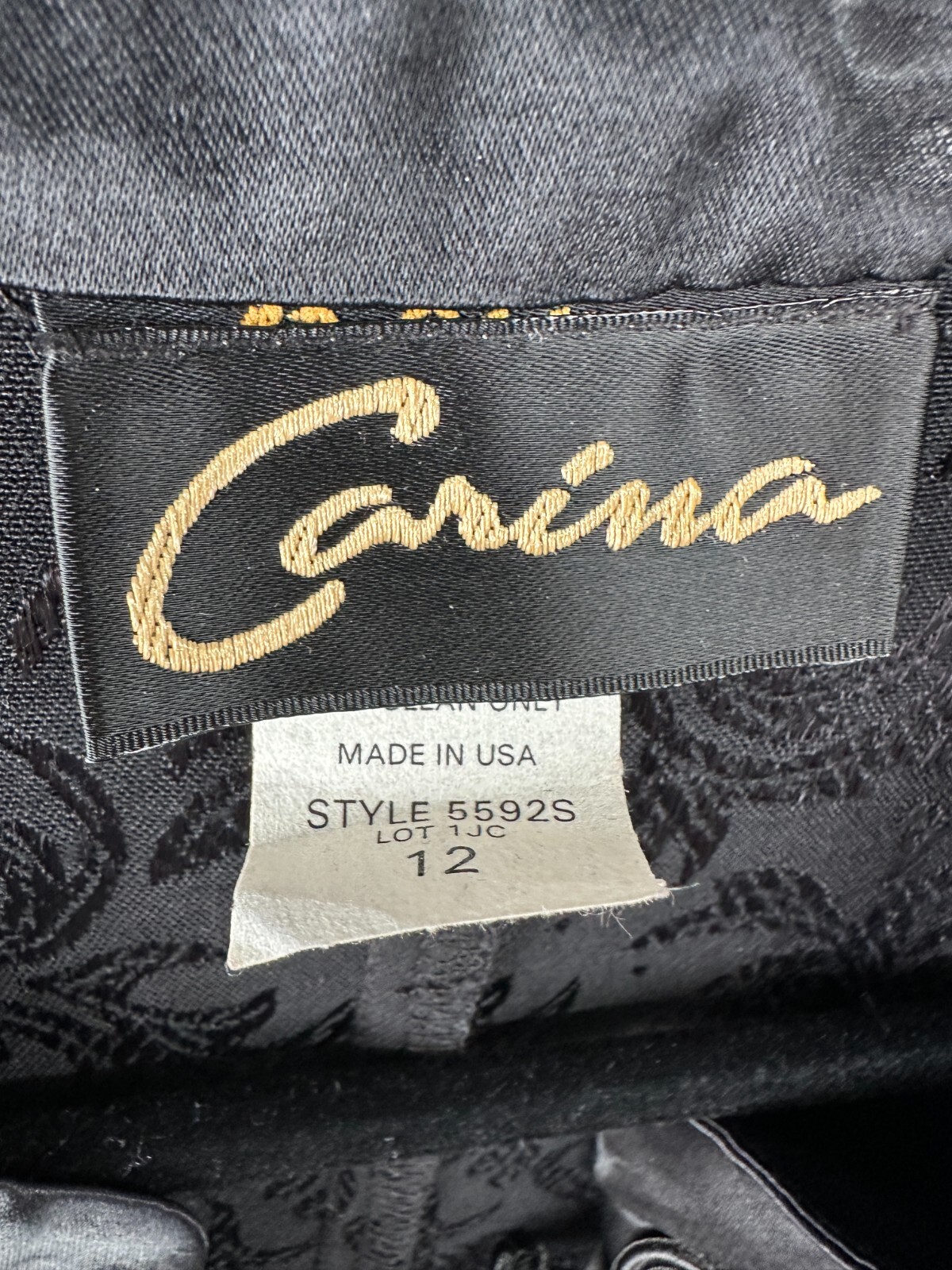 Vintage Carina Oriental Vest Size 12 Sleeveless Black Ornate Long Kimono Duster