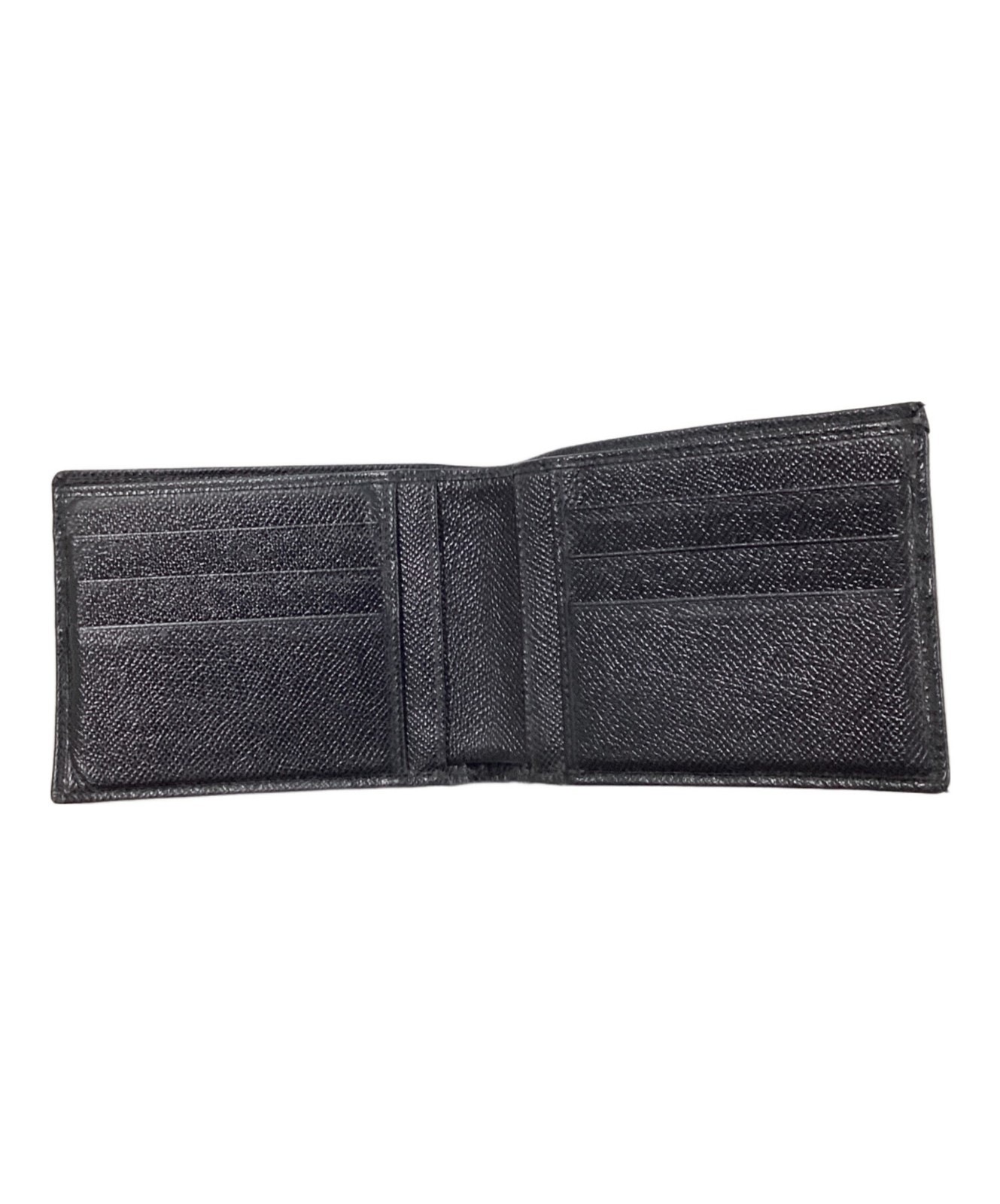 DOLCE&GABBANA Studded Metal Plate Leather Wallet Black Men Auth