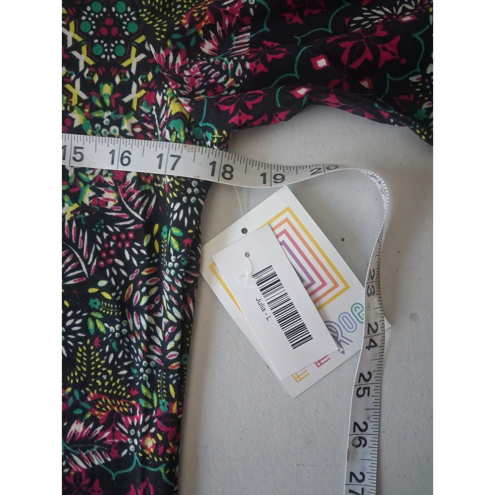 LuLaRoe Julia Dress Multicolor Short Sleeve Form Fitting Midi Womens Size L