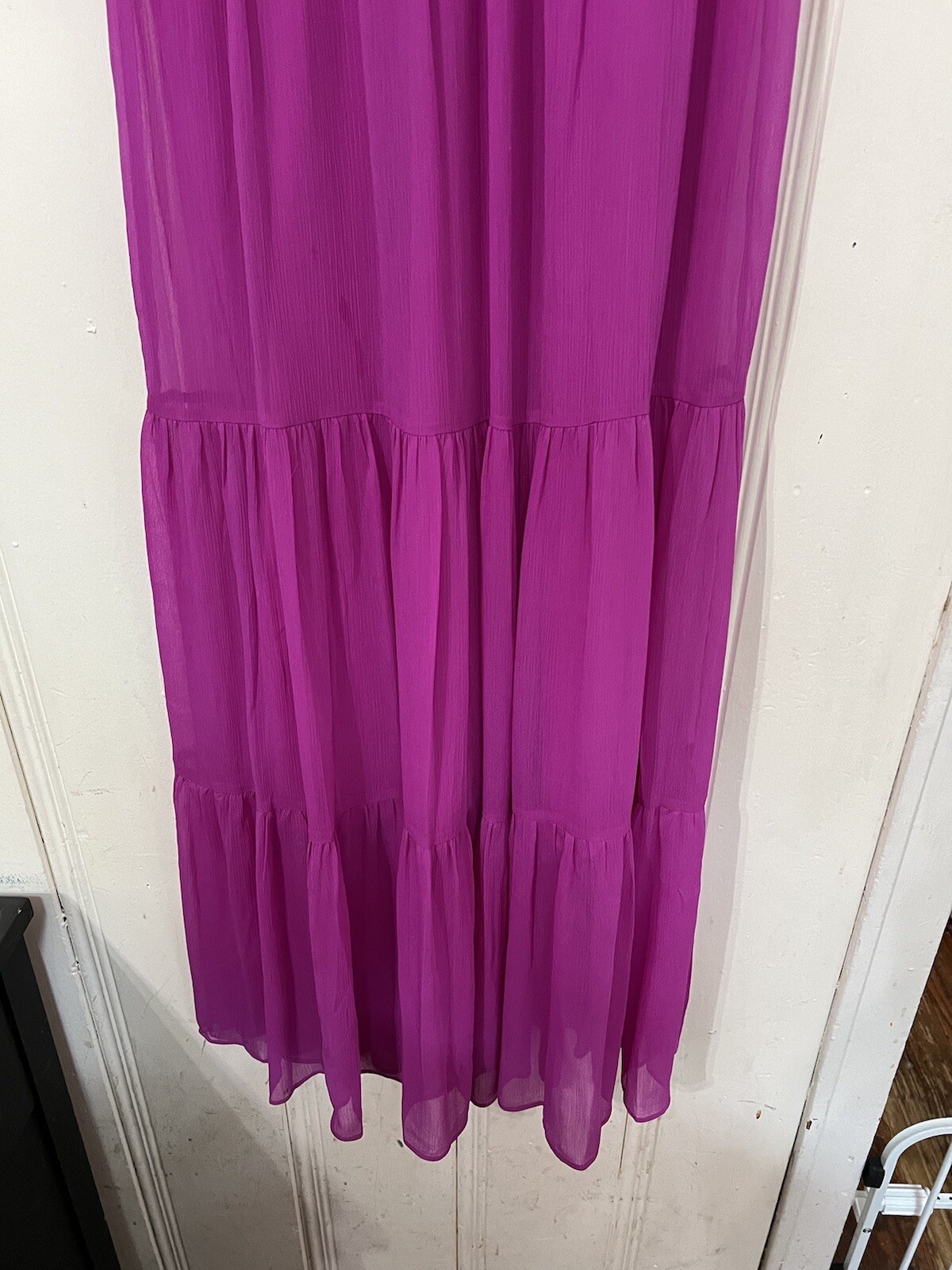 DKNY Chiffon Wedding Guest party dress Ruffled Fushia Size 6 pink New