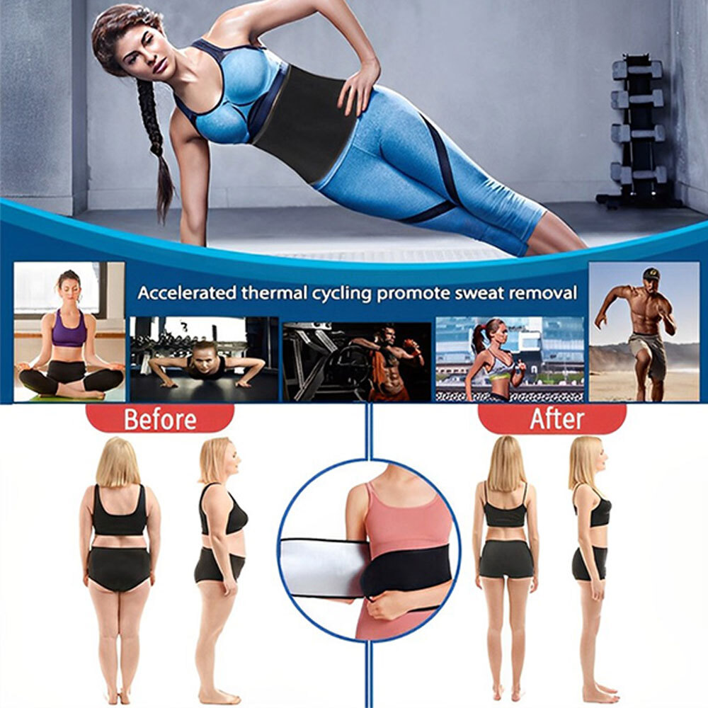 Women Waist Trainer Sauna Neoprene Sweat Belt Tummy Control Yoga Gym Body Shaper