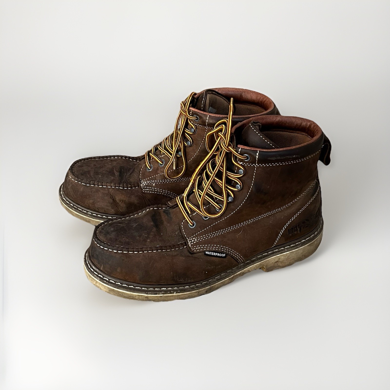 Iron Age Mens Steel Toe Waterproof Work Boots Size 11.5 W Brown Leather