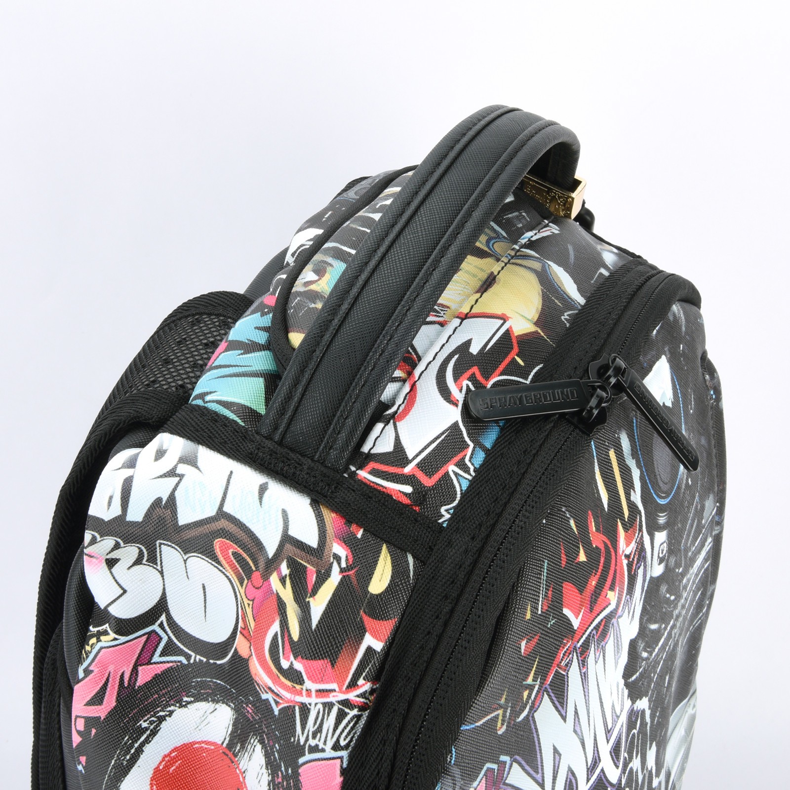 Sprayground New City Android Shark Leather Bag zipper Backpack Unisex Black