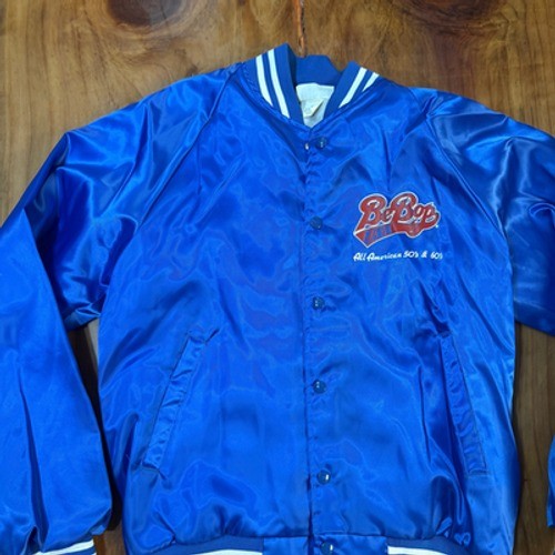 Vintage Hartwell Jacket Mens BeBop Greace Satin Bomber Retro Diner Costume Q18