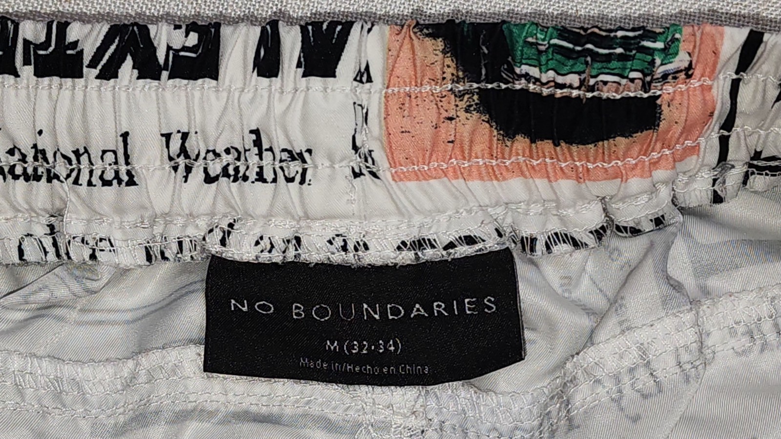NoBo M (32-34) Black & White Multicolor All Over Newspaper Print Swimming…