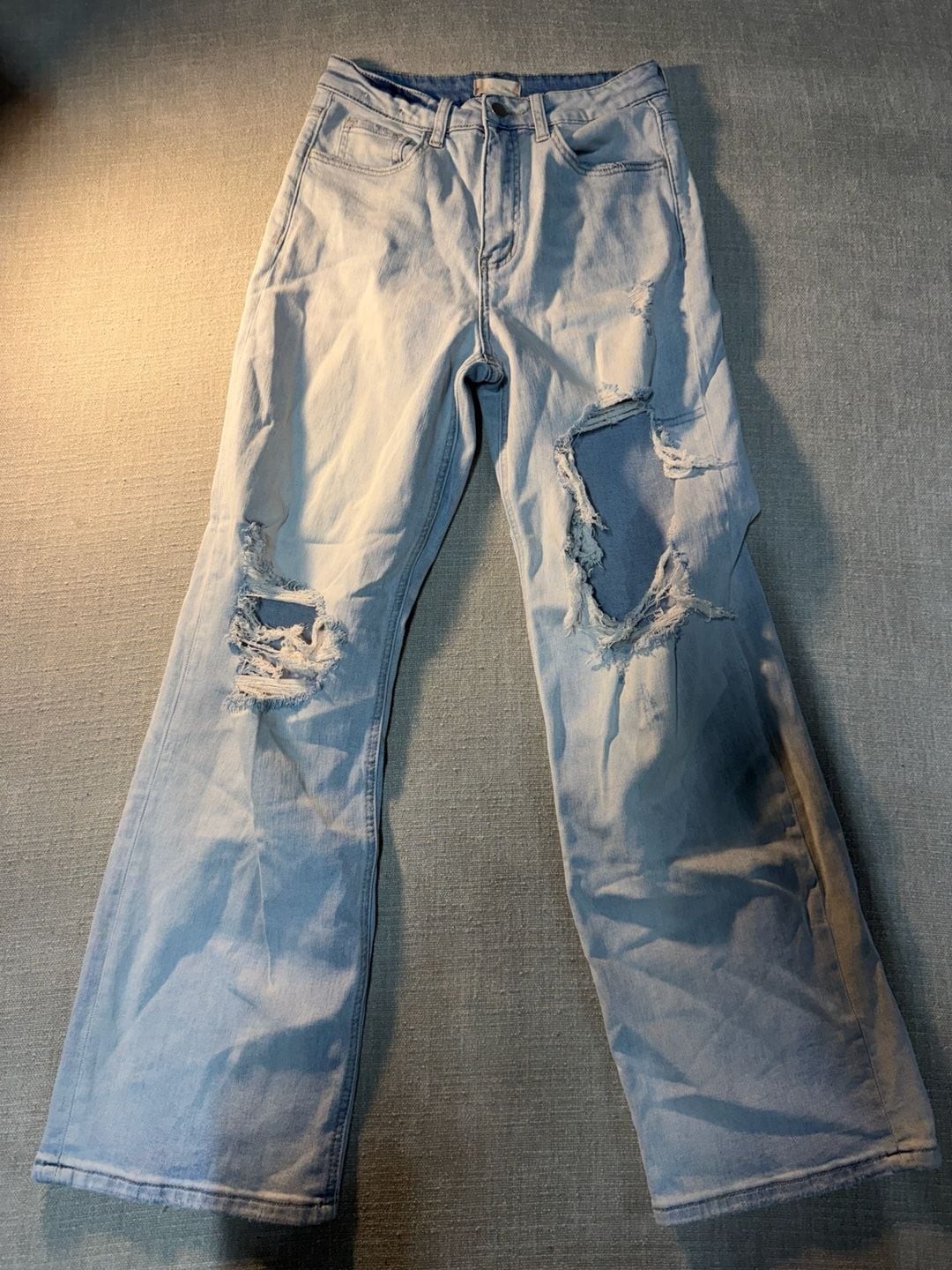 Altar’d State High Rise Distressed Wide Leg Jeans Light Wash