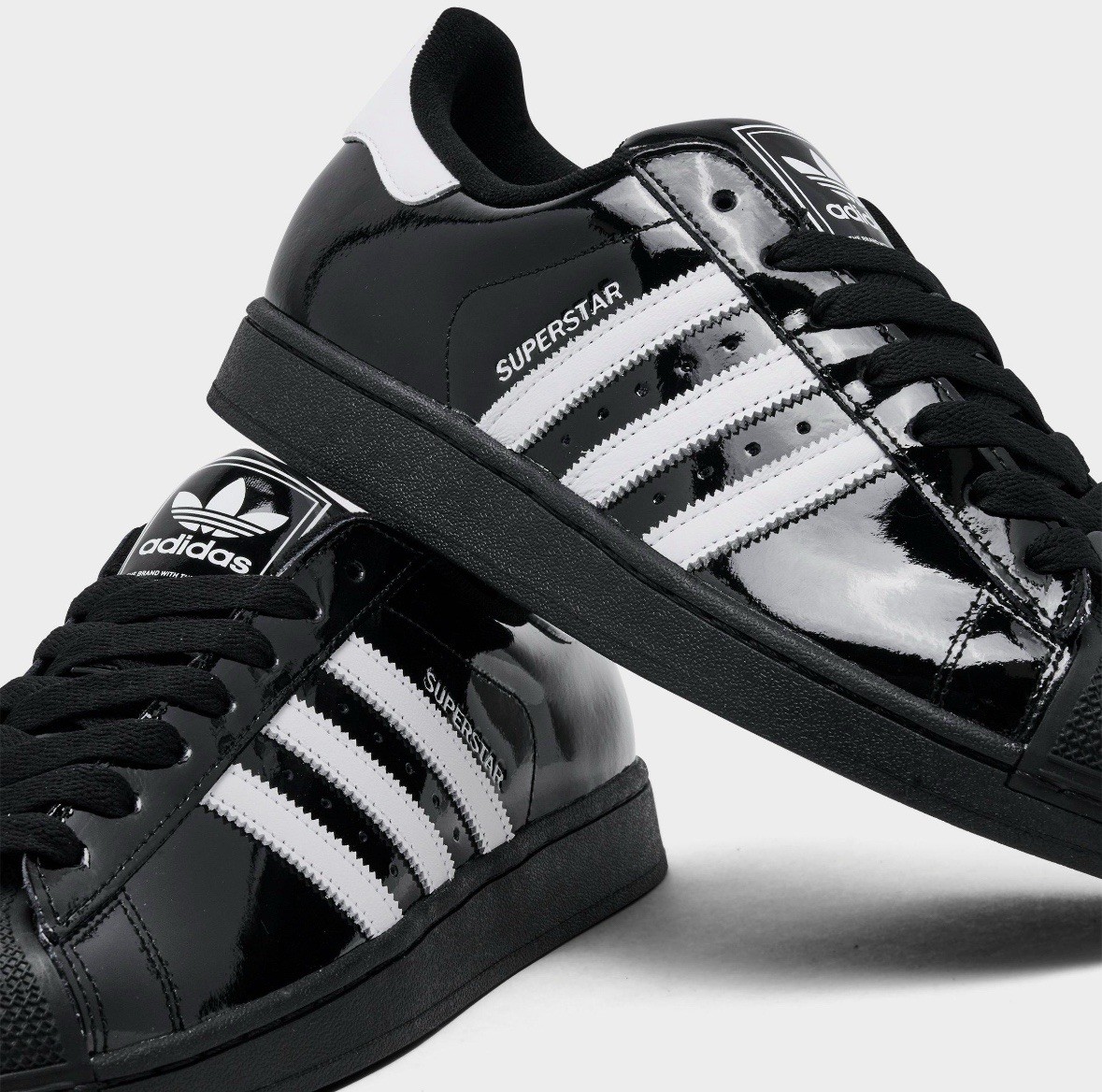 ADIDAS Superstar II Black White Red Patent Leather JR7313 Men’s sz 8-13