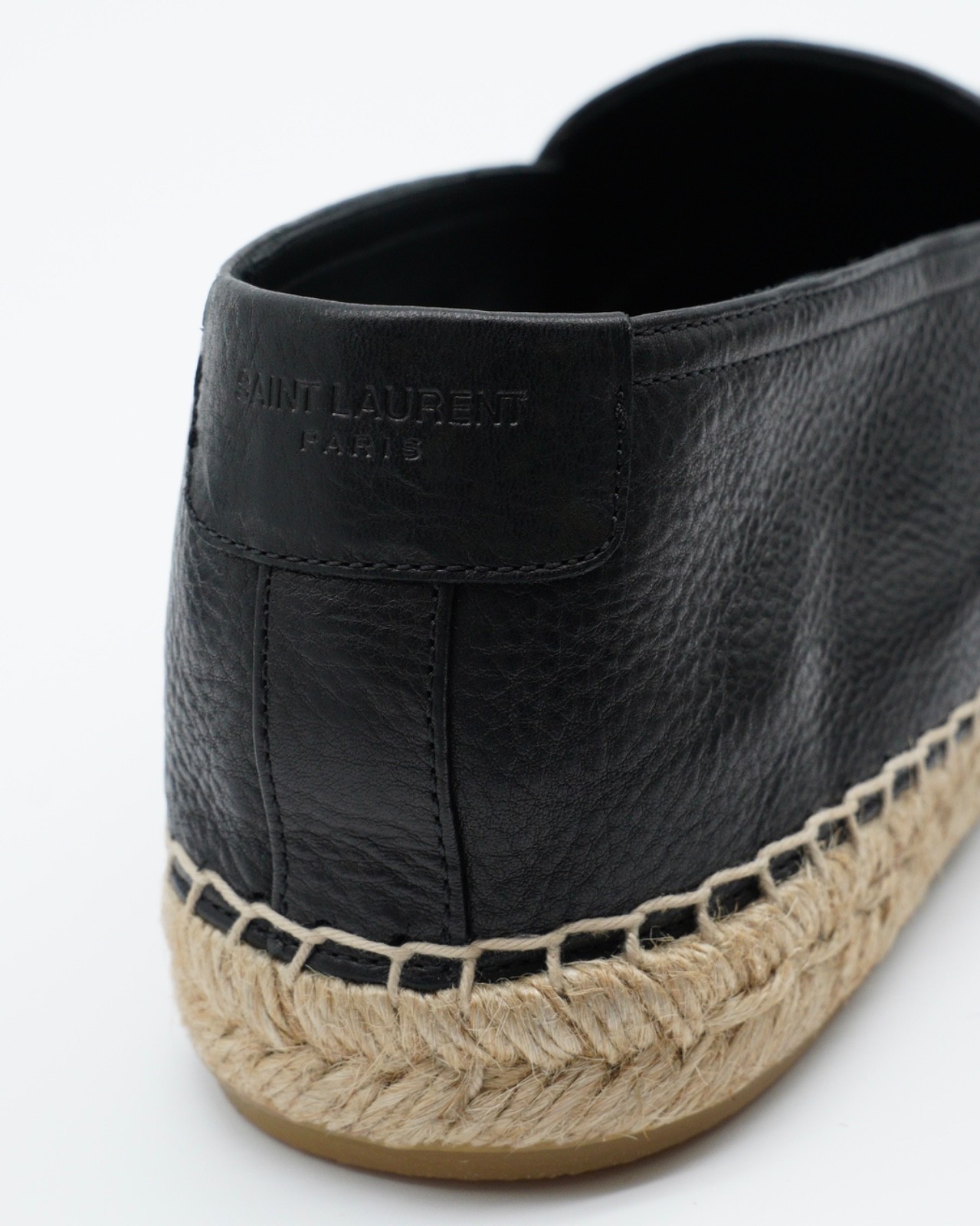 Saint Laurent YSL Espadrilles Black Leather Logo 41 UK 7 US 8 8750G