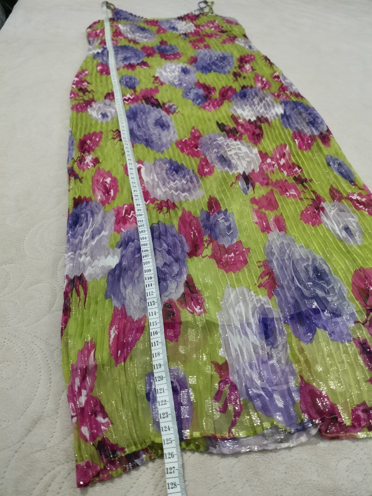 🆓US🛃 vtg 2000 Dolce&Gabbana floral printed Corrugated pleated Silk Dress IT 44