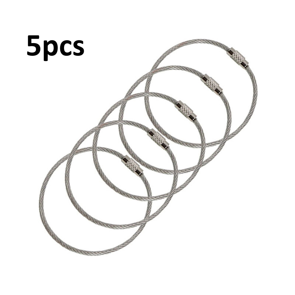 Stainless Steel Wire Keychain Key Ring Braided Cable Screw Car Loop Outdoor 6″
