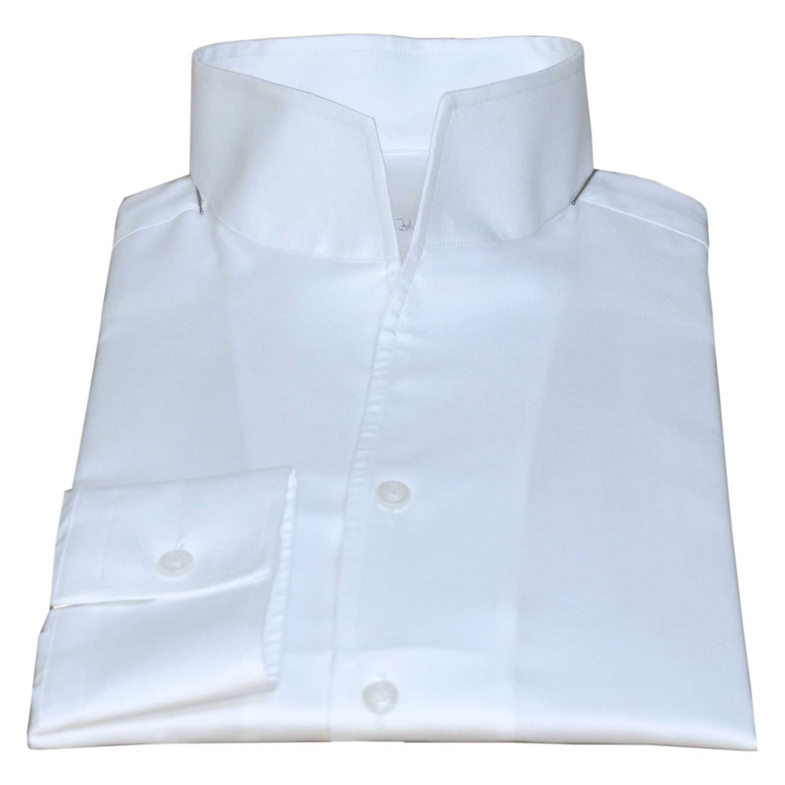 White High Collar 100% Cotton Shirt for Men Tall Open Neck Wedding Grooms Outfit