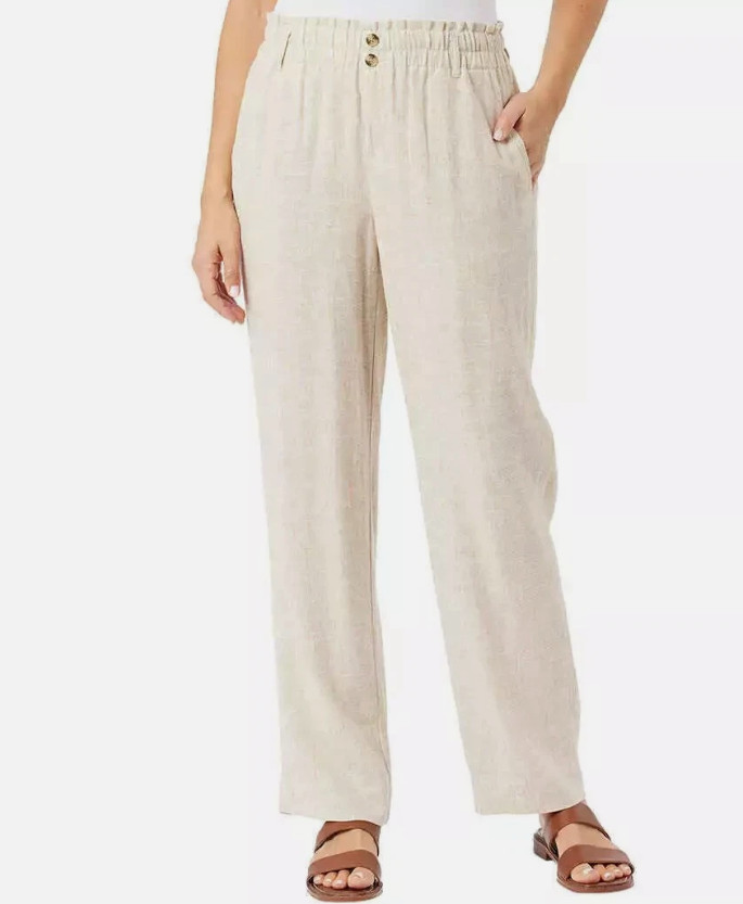 Briggs Ladies Linen Blend Pull On Pant, Khaki Size Large