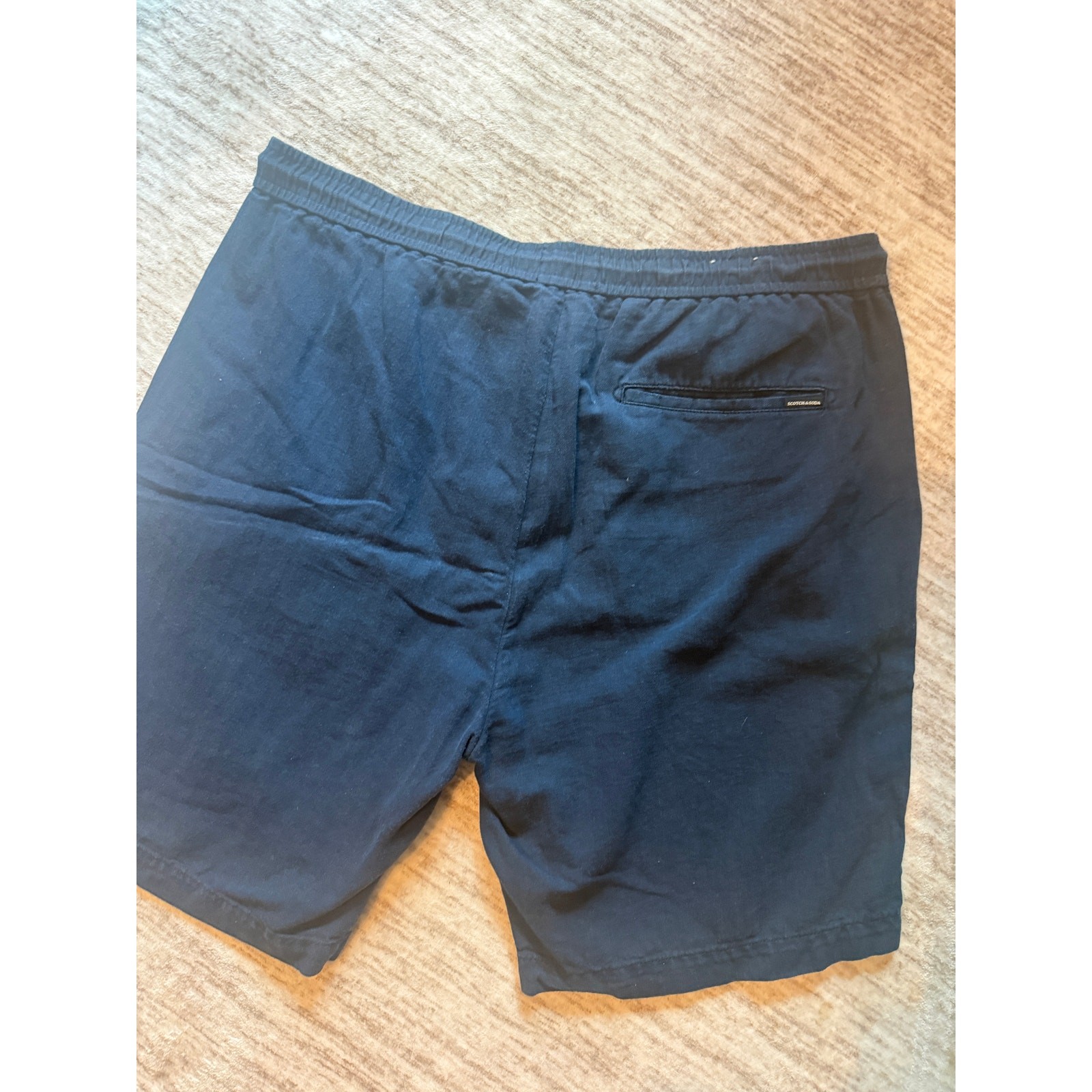 Scotch & Soda Blue Fave Linen Blend Elastic Waist Drawstring Shorts Men’s 38