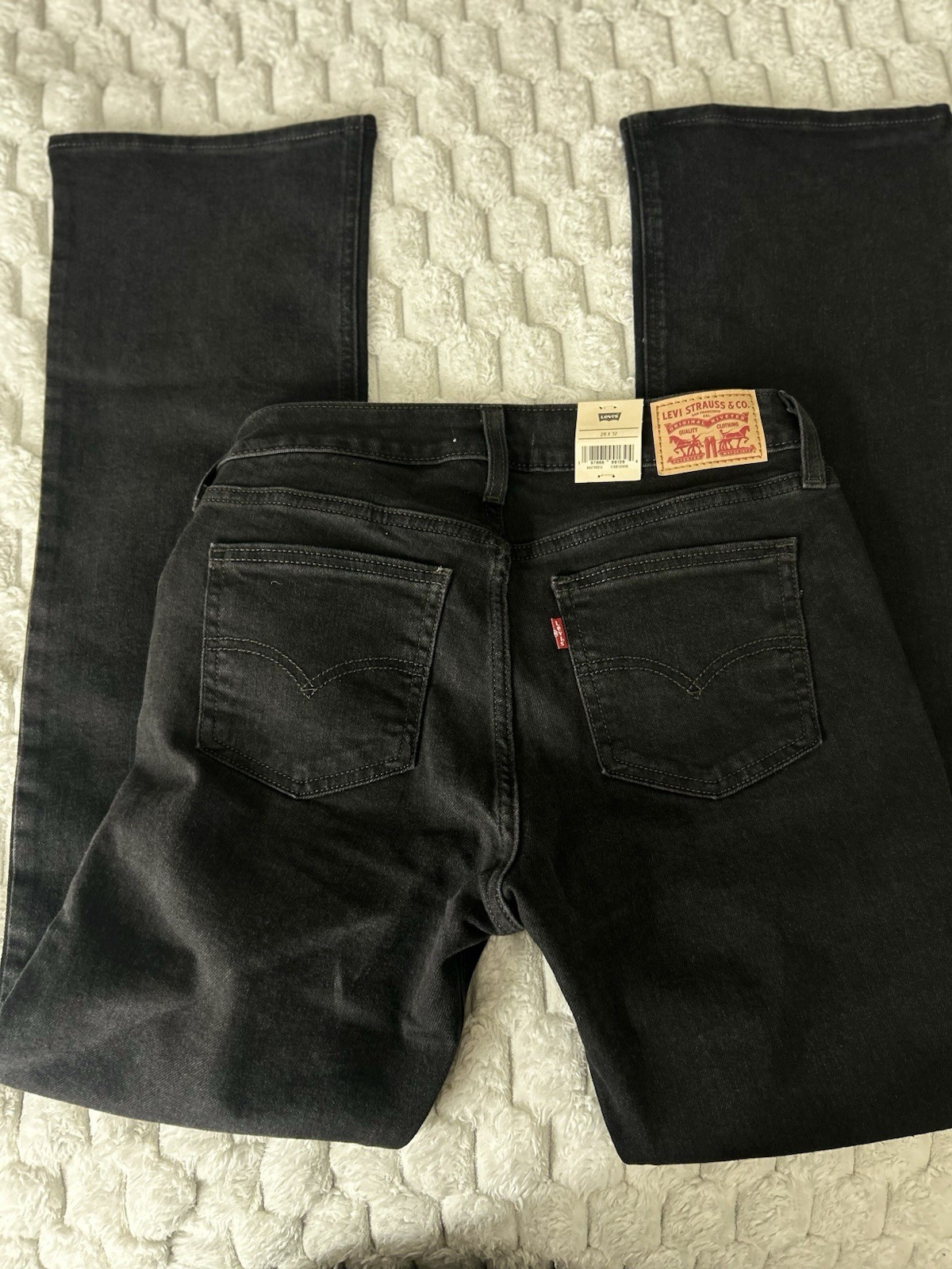 Levis Superlow Bootcut Jeans Womens 28×32 Black Low Rise Stretch Denim NEW
