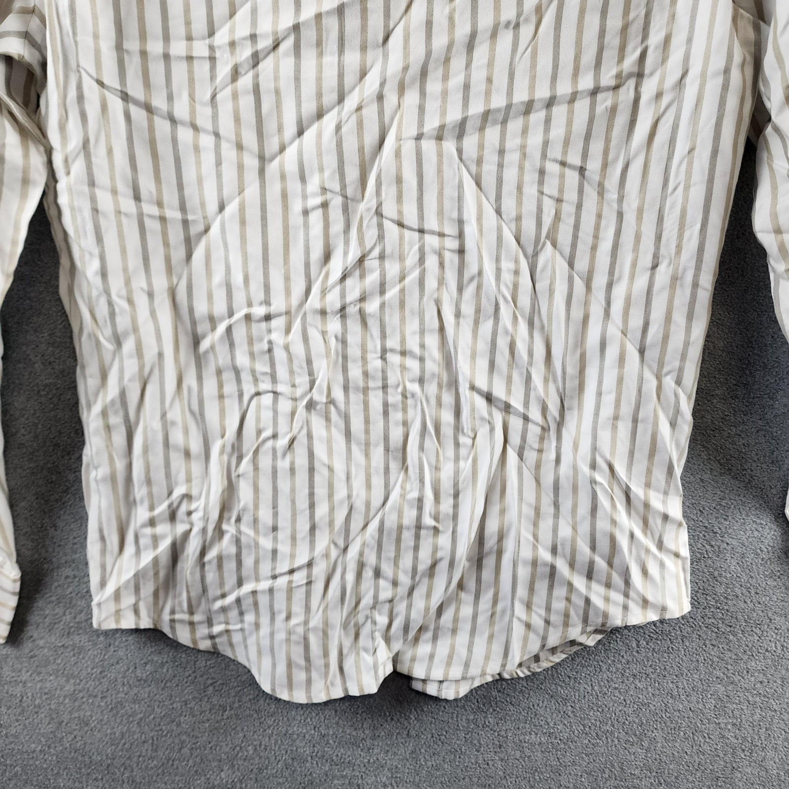 Perry Ellis Long Sleeve Button-Front Yarn Dyed Striped Shirt Men’s S White Multi