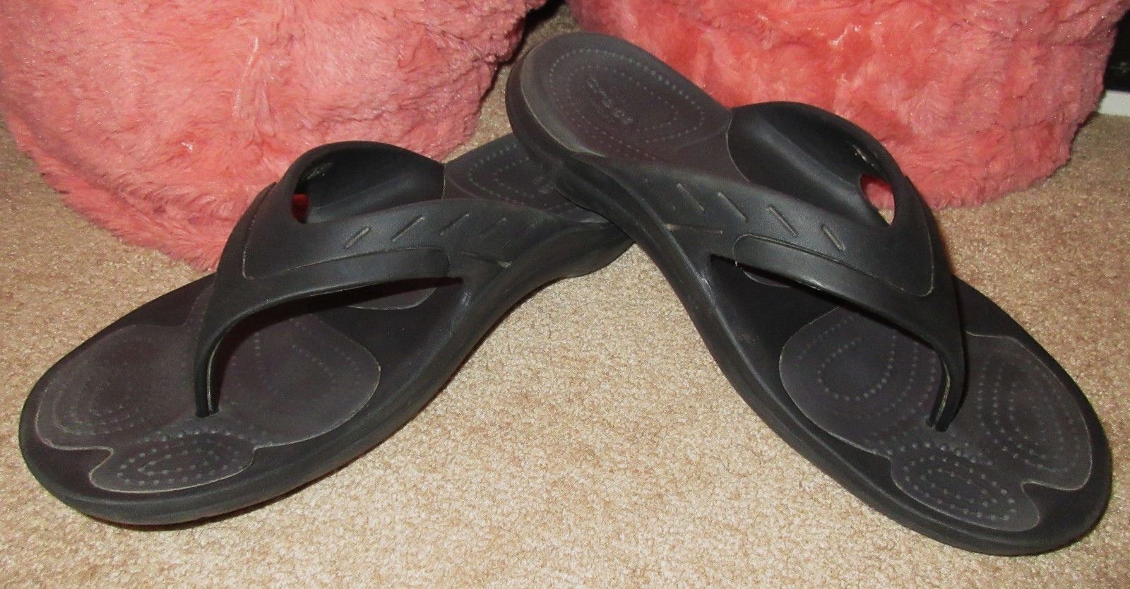 Crocs Dual Comfort Modi Sport Slip On Thong Flip Flops Sandals Black W 9 M 7