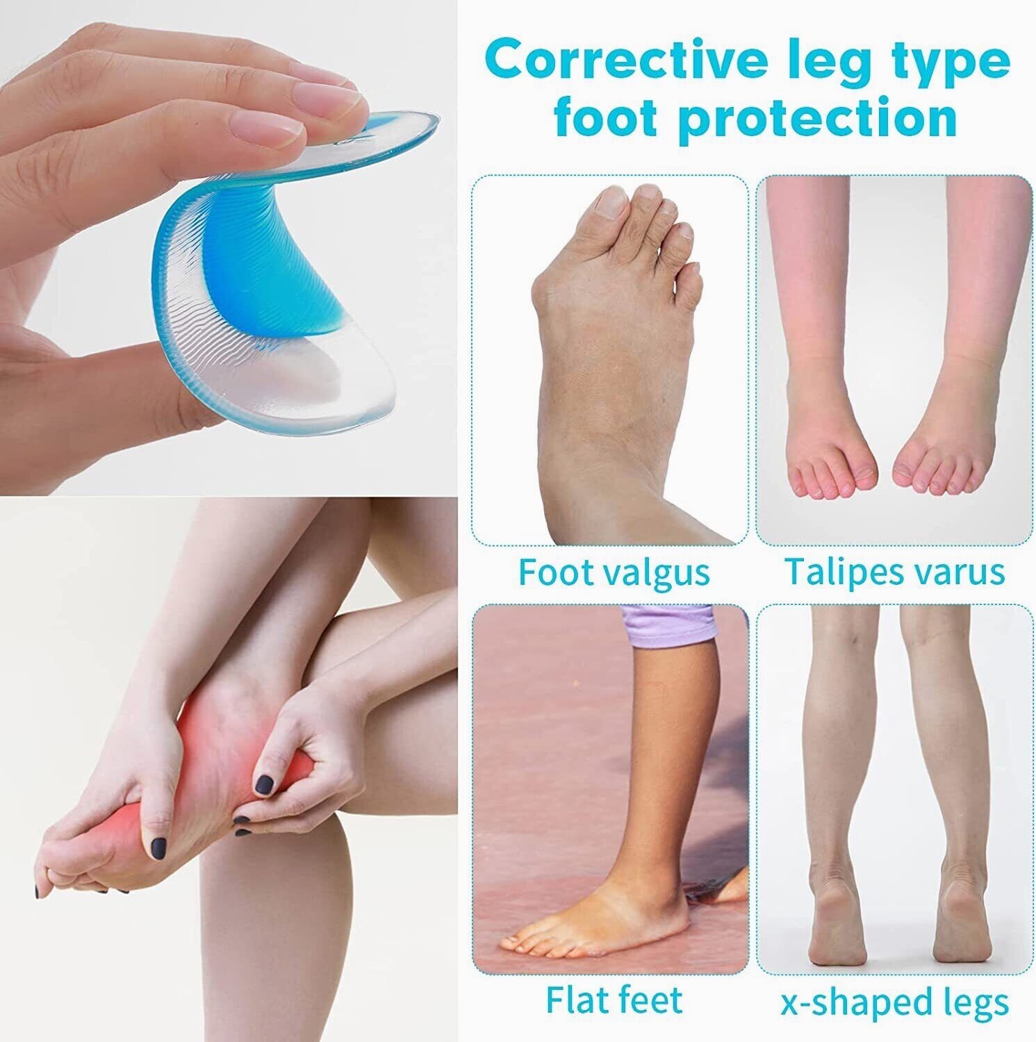 Arch Orthotic Support Insole Corrector Gel Pads Shoe Silicone Inserts Reusable