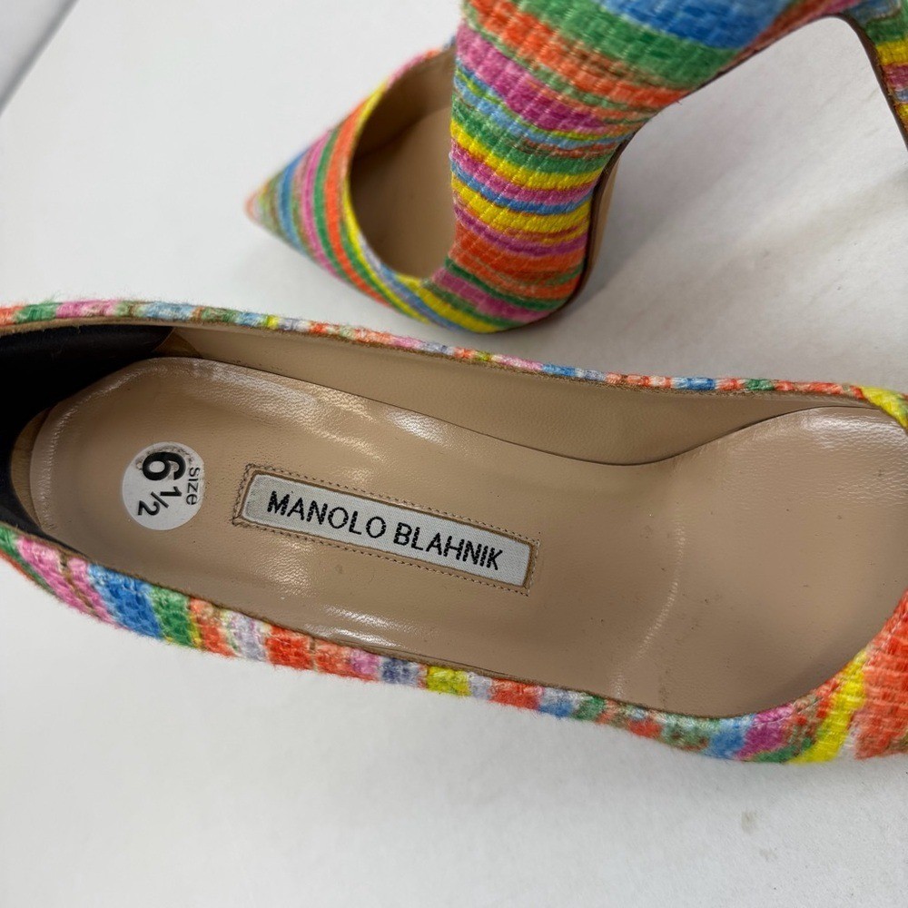 Manolo Blahnik BB 105 Multicolor Fabric Heels Size 37 (US 6.5–7) Colorful