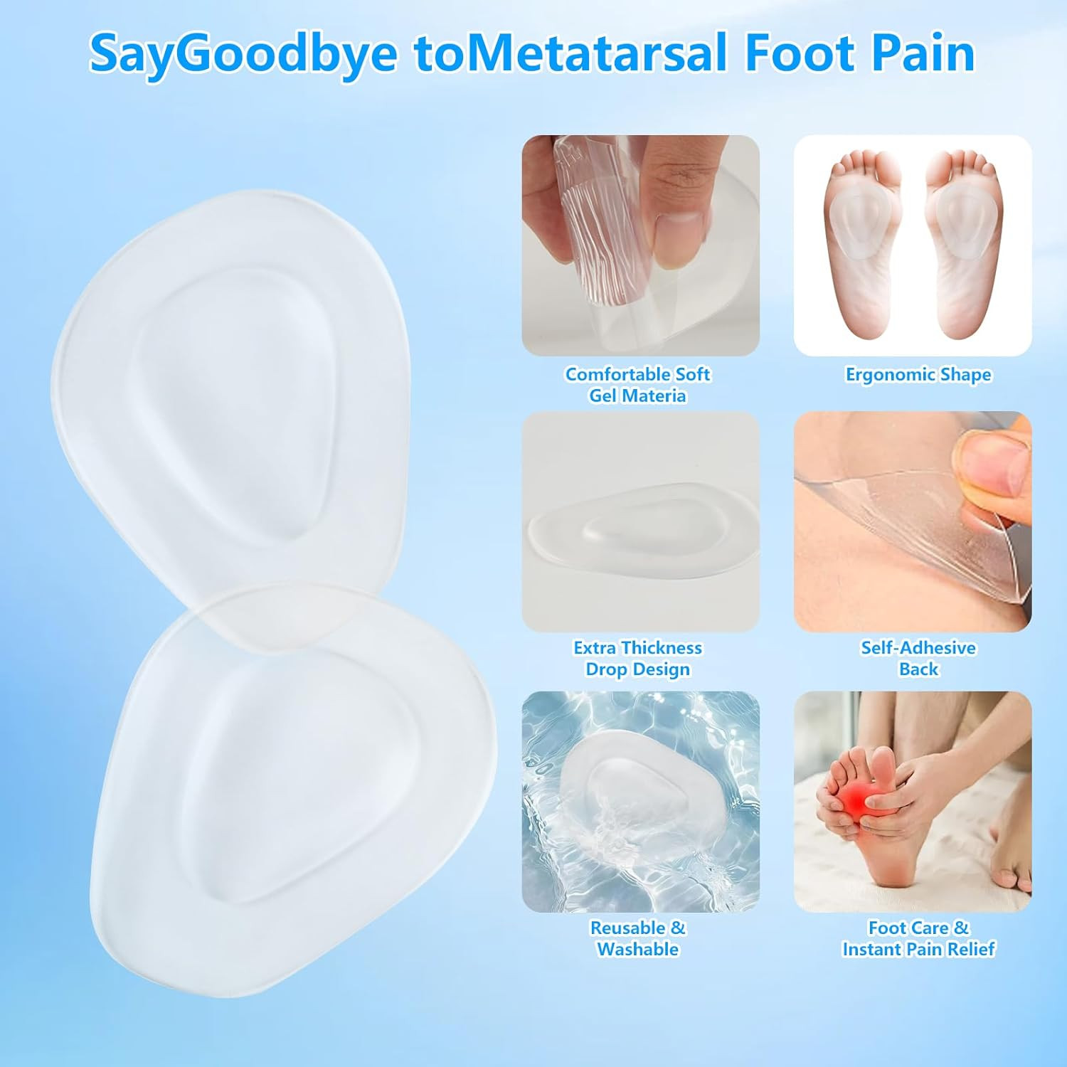 6 Pairs Metatarsal Pads Women Mens, Ball of Foot Cushions for Women Heels, Metat