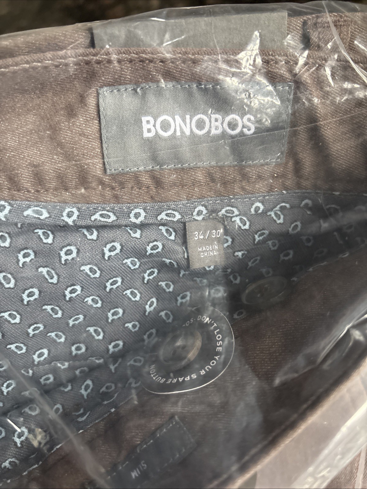 Bonobos Stretch Yarn Die Chinos Heather Brown 34×30 Slim Fit NEW R165-