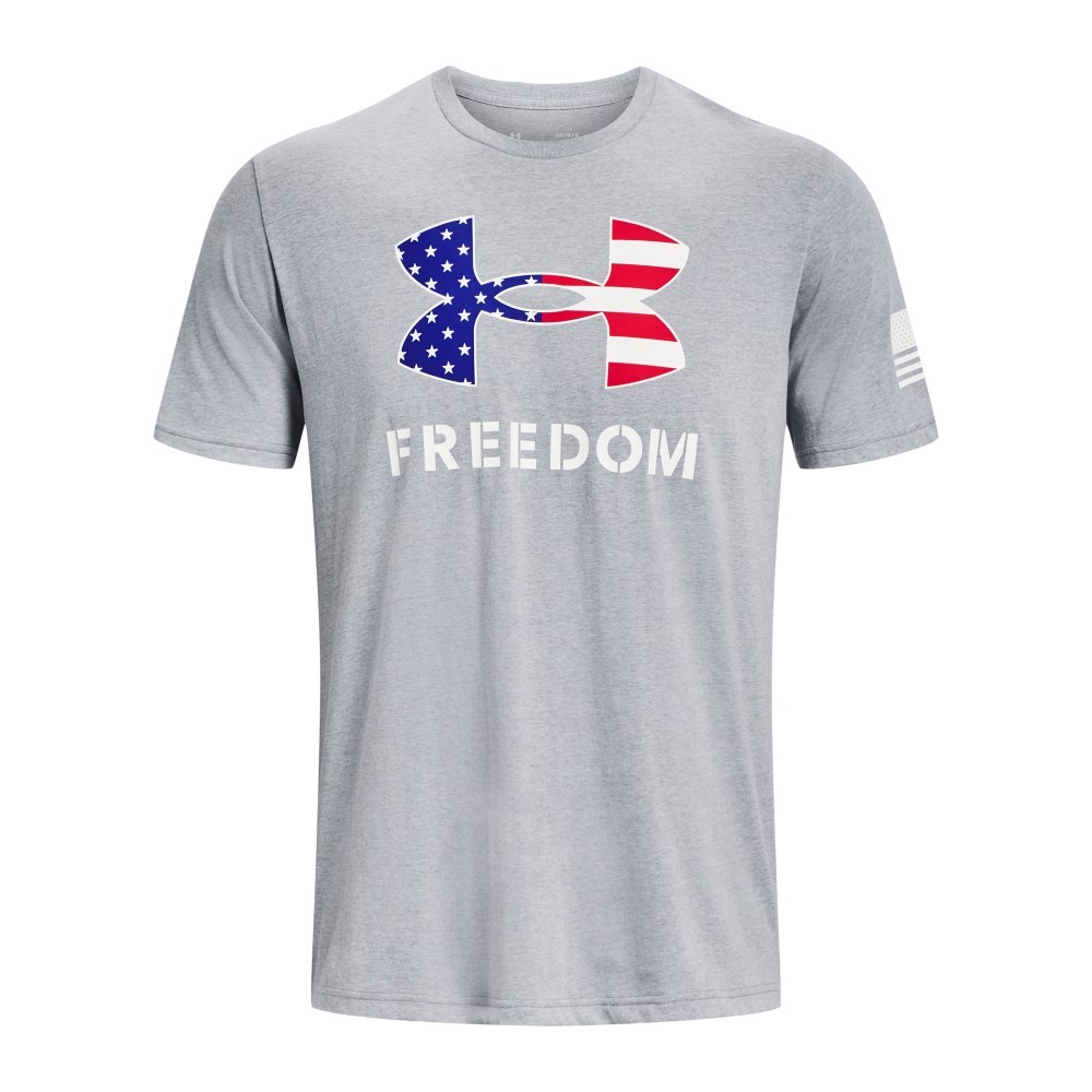 Under Armour 1370811 Men’s UA Freedom Logo T-Shirt, Steel Light Heather, Medium